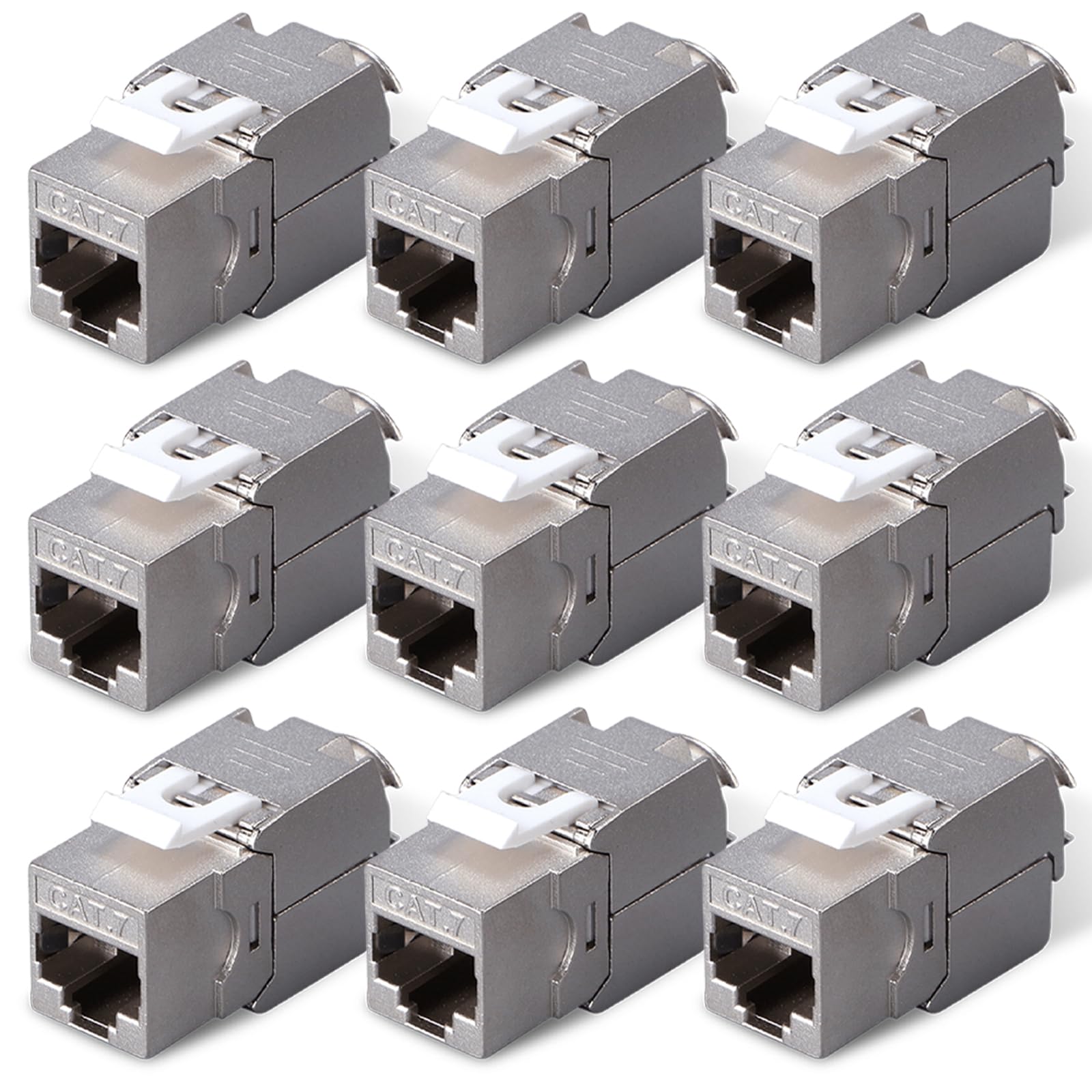CAT 7 Keystone Jack Modul Set – 8 Stück Vollgeschirmt STP, Werkzeugfrei LSA Buchse, Für Patchpanel & Netzwerkverkabelung