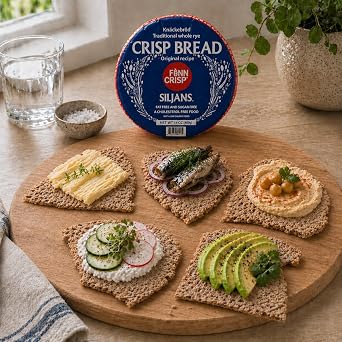 Finn Crisp Siljans Round Rye Crispbread 14oz | Knackebrod From Finland | Multipack of Authentic Finnish Sourdough Crispbreads | Rye Hardtack | Large Finnish Rye Bread Rounds [14oz, 4 wheels]