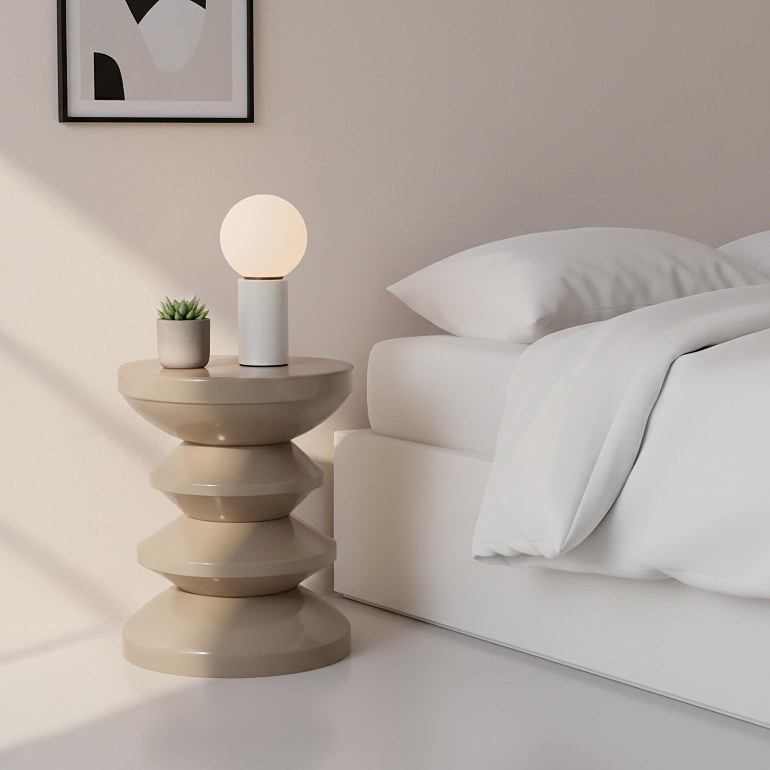 Relaxdays Tavolino & Sgabello, Design Zigzag, Oggetto Decorativo per Soggiorno, HxD: 46 x 35 cm