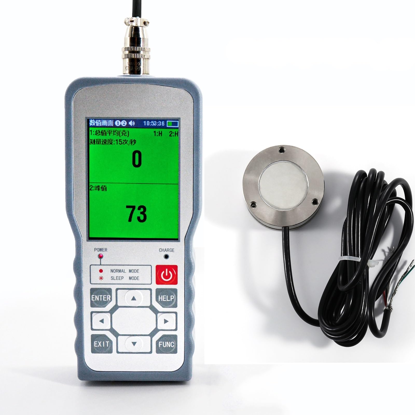 Medidor de Fuerza Digital con Sensor de celda de Carga, dinamómetro de Calibre de Empuje y tracción de Peso de Prueba, Modo Pico/Pista, ± 0,05% FS(2000KG Force Gauge)