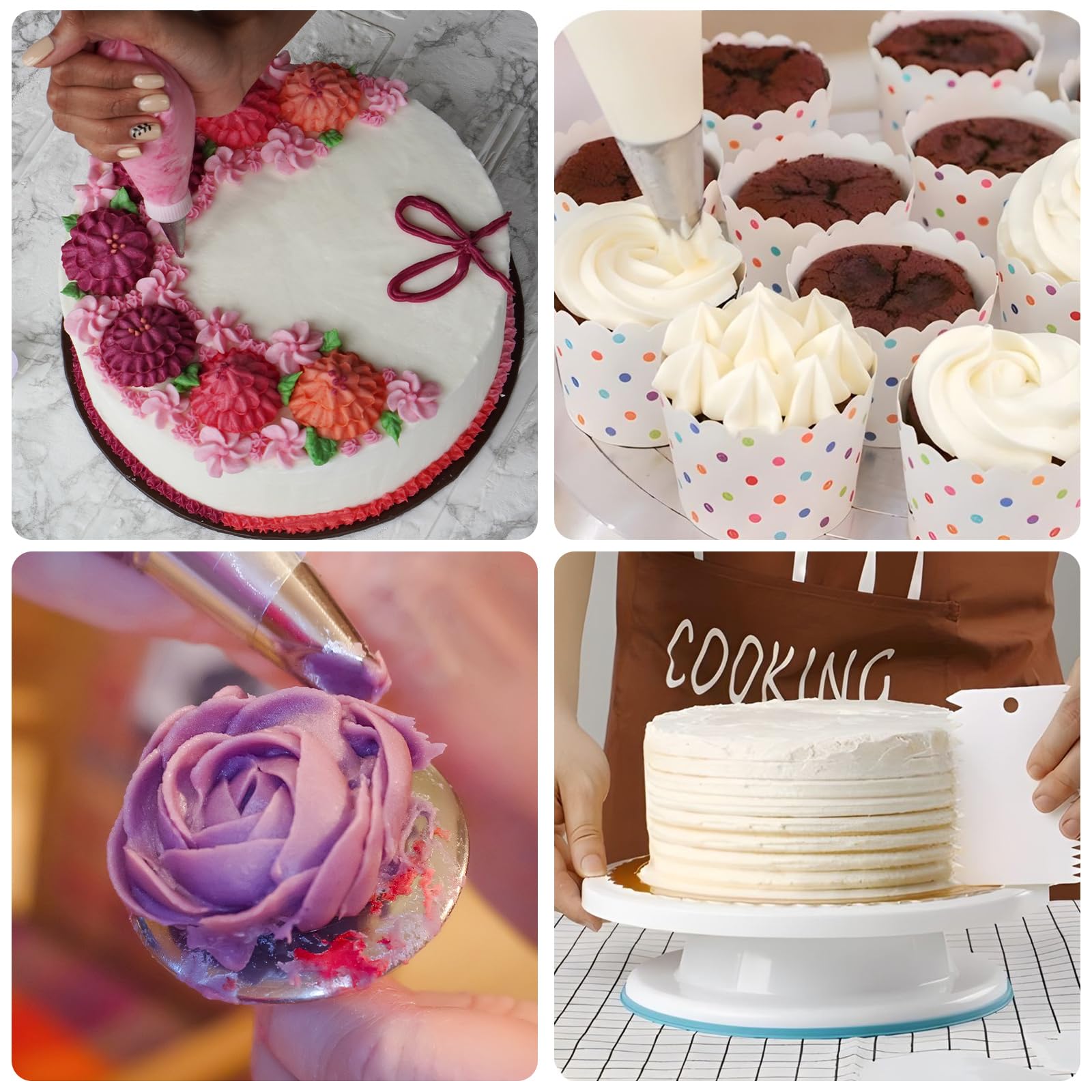 Kit de decoración de pasteles con bolsas de repostería reutilizables, 24 puntas de glaseado y 3 raspadores de glaseado, 72 piezas de suministros para hornear galletas y pasteles