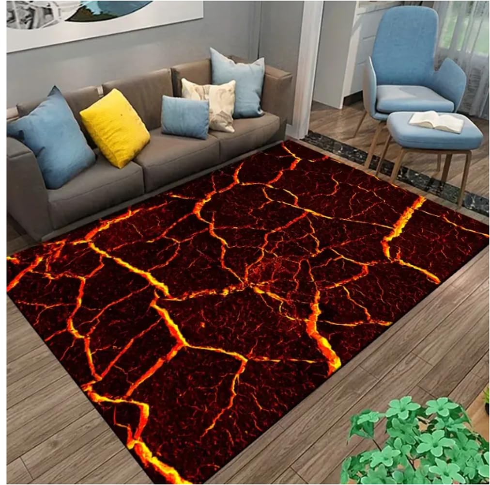 Tapis de sol volcan lave décoratif pour l'entrée et salon