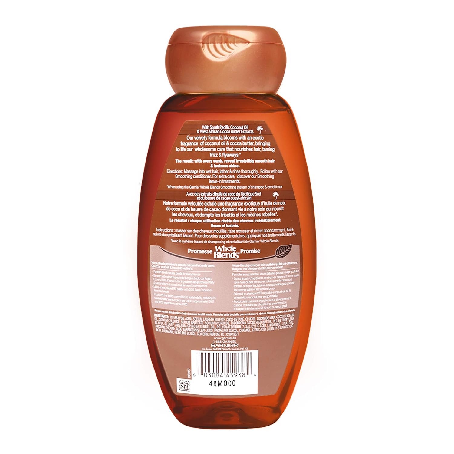 Garnier, Whole Blends Shampoo with Extracts Count, Coconut Oil & Cocoa Butter, Coconut Oil/Cocoa Butter, 12.5 Fl Oz