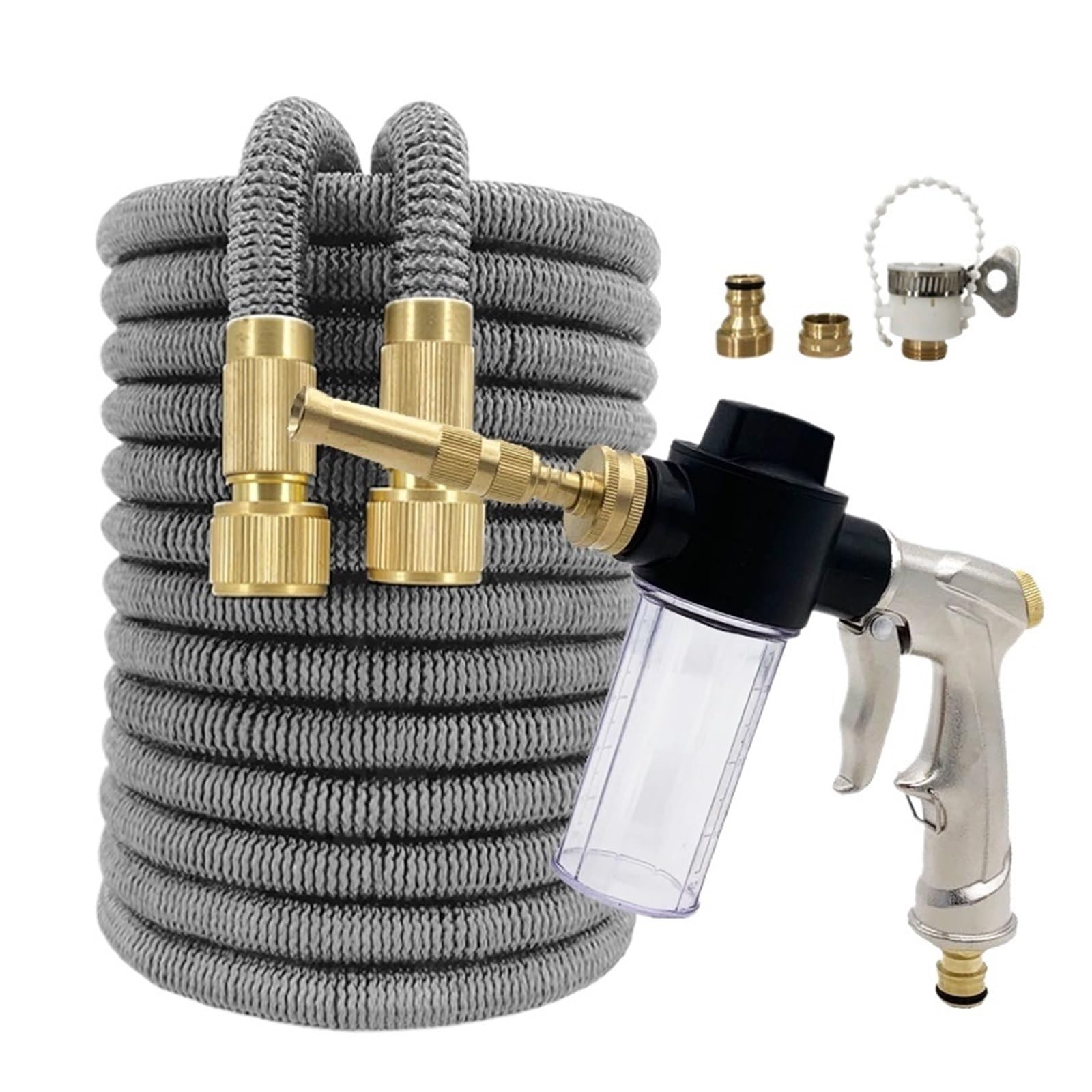 Erweiterbares Gartenschlauch-Set Hochdruck-Wasserpistole aus Metall, Gartenbewässerungsschlauch, flexibel, verstellbar, magische Schläuche, Rohr, Hochdruckreiniger, Schaumtopf-Sprüher(50ft)