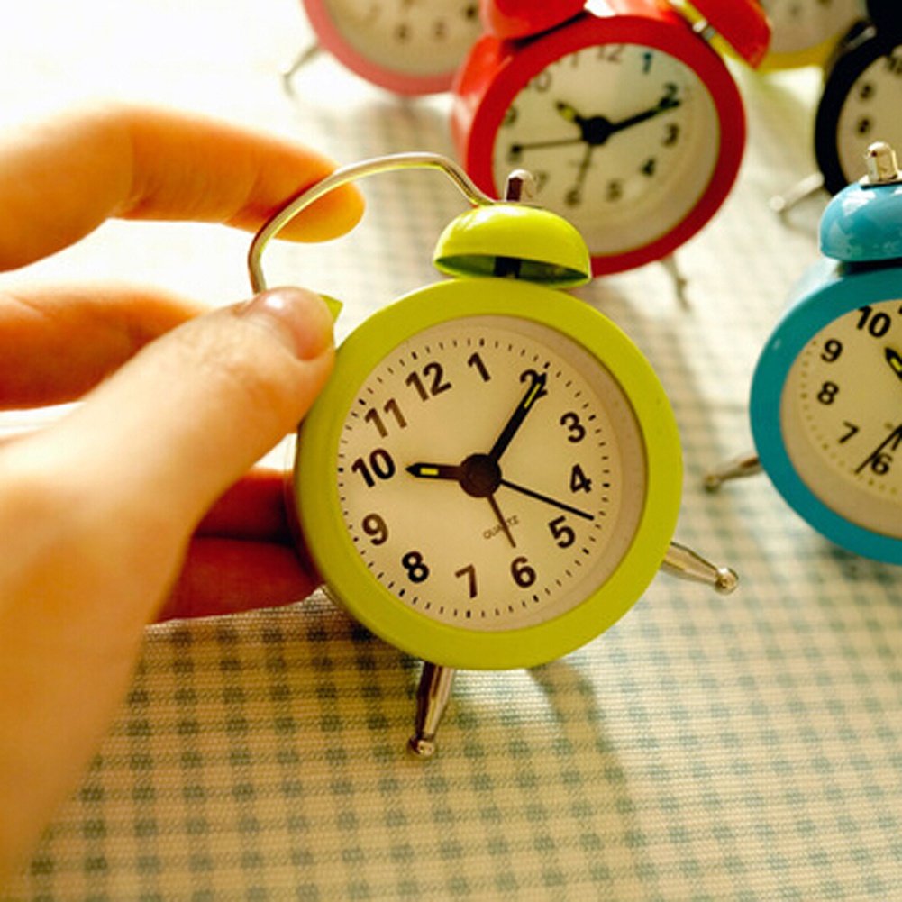 Cute Small Analog Alarm Clock | Silent Non-Ticking, Night Light, Battery Operated For Bedside (Pink)