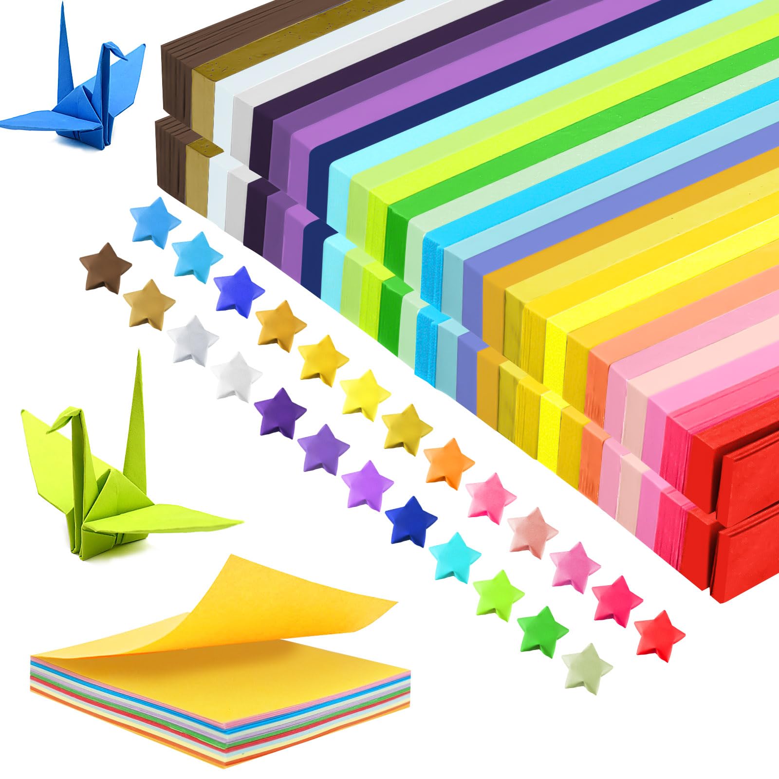 Prebarfun 2800 Pcs Papier Origami Etoiles, 27 Couleurs Star Origami Enfant, Papier Couleur Bande Papier Origami Etoile, feuille cartonnée couleur Star pour Travaux Manuels Décoration Cadeau Fête