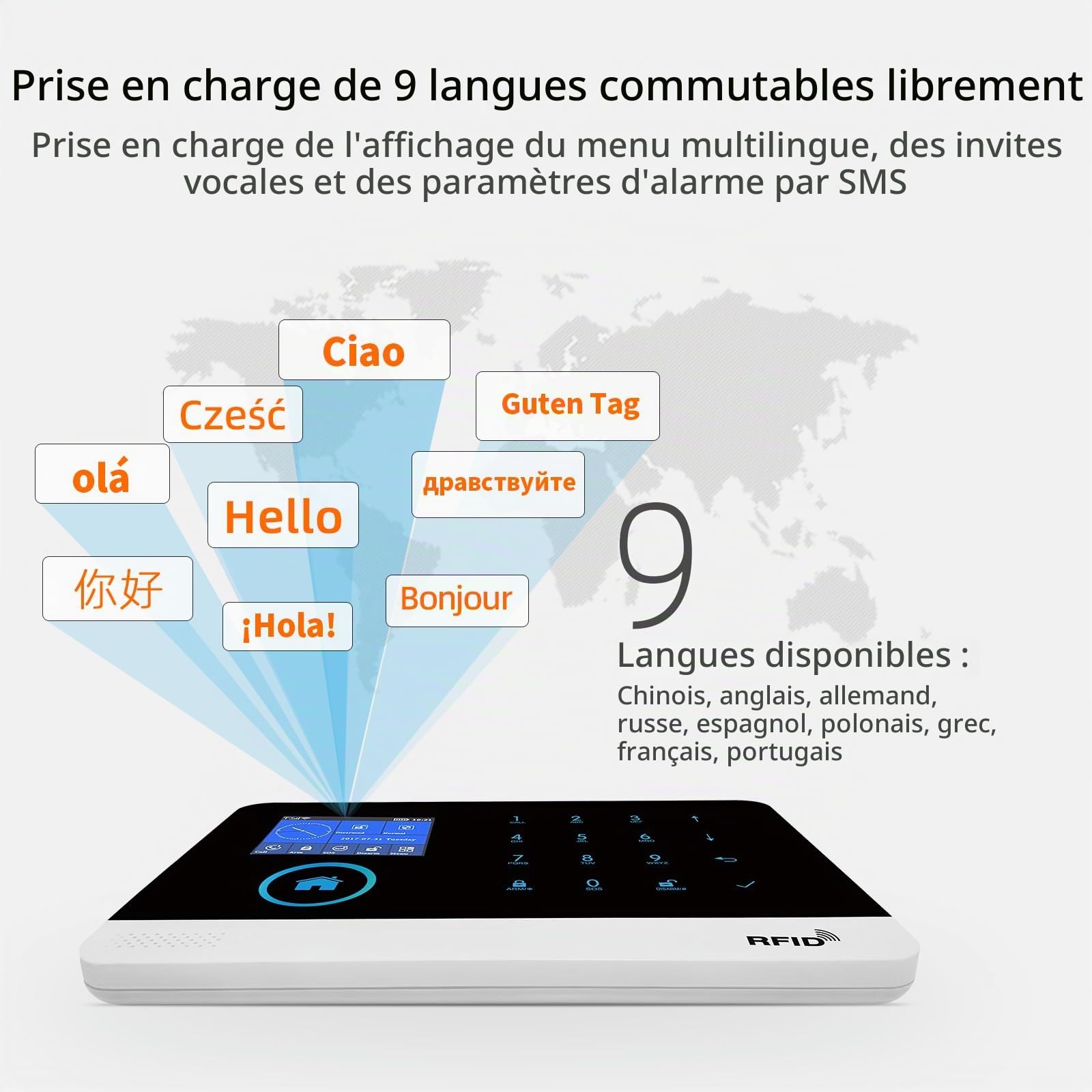 LWOHSI Système d'alarme de sécurité Domestique sans Fil avec détecteur de Mouvement, Notifications d'application, capteur de Porte/fenêtre, sirène, Compatible Alexa, Pas de Frais mensuels
