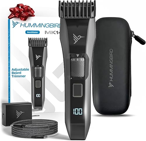 HUMMINGBIRD MK14 BeardMaster - Cortadora de barba prémium para hombres, esfera de precisión, 20 ajustes de longitud ajustable, hoja en T de acero