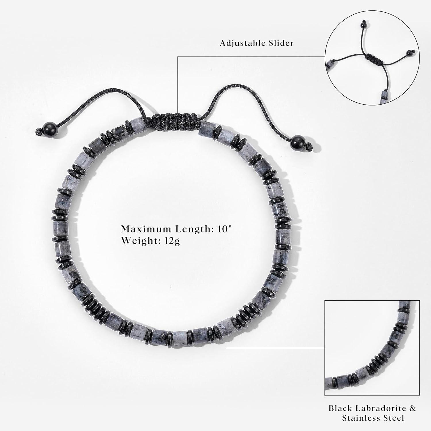 Beaded Bracelets Valentine's Day Gifts for Him, Link Bracelet Matched with Handmade Natural Stone, Adjustable Retractable Cord, Men's Chakra Protection Bracelet Gifts - Image 5