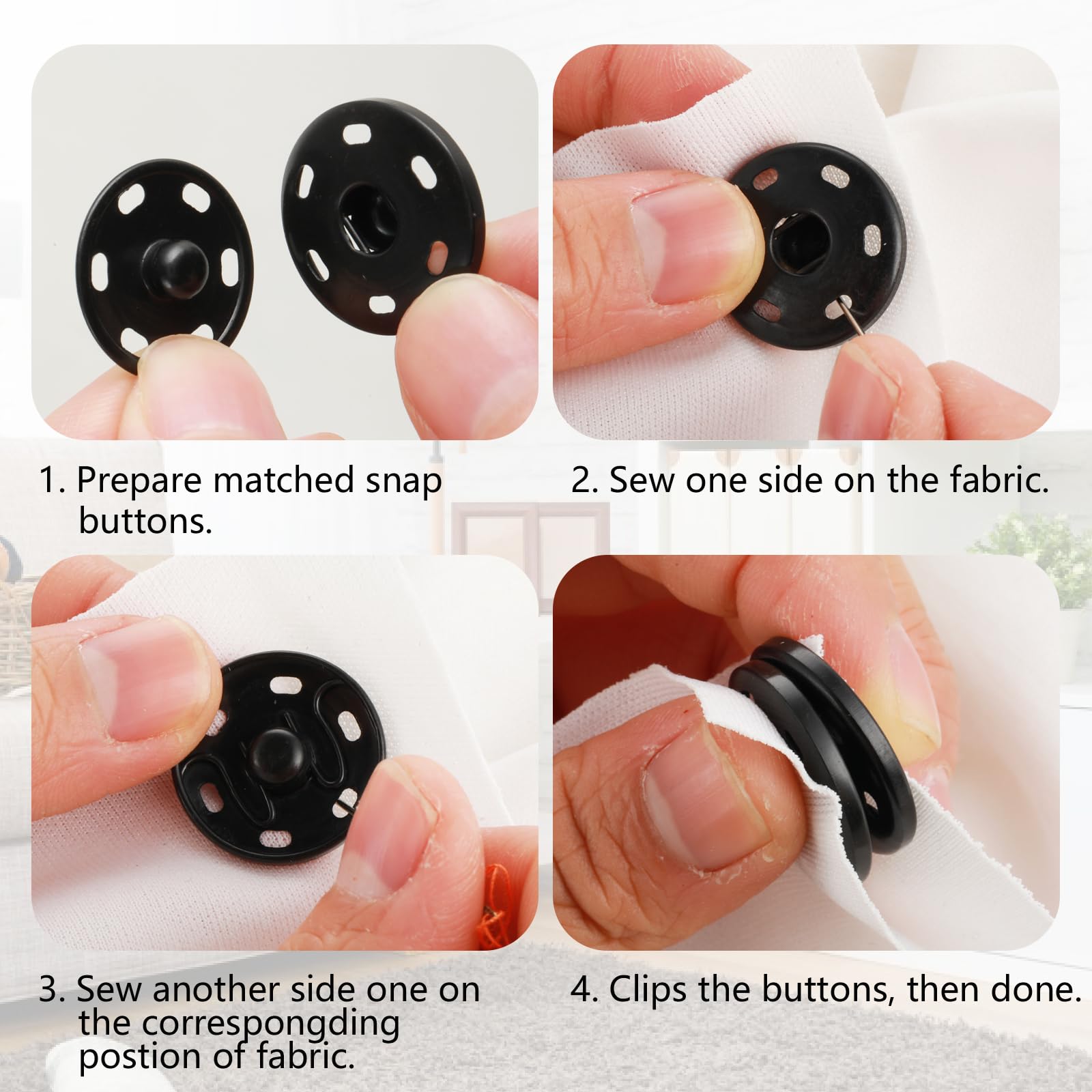 12 Bottoni Automatici Grandi 21mm In Metallo Nero Opaco | Kit Di Chiusure A Pressione Per Cucito Fai Da Te Su Giacche, Cappotti, Borse E Denim | Antiruggine E Facili Da Cucire