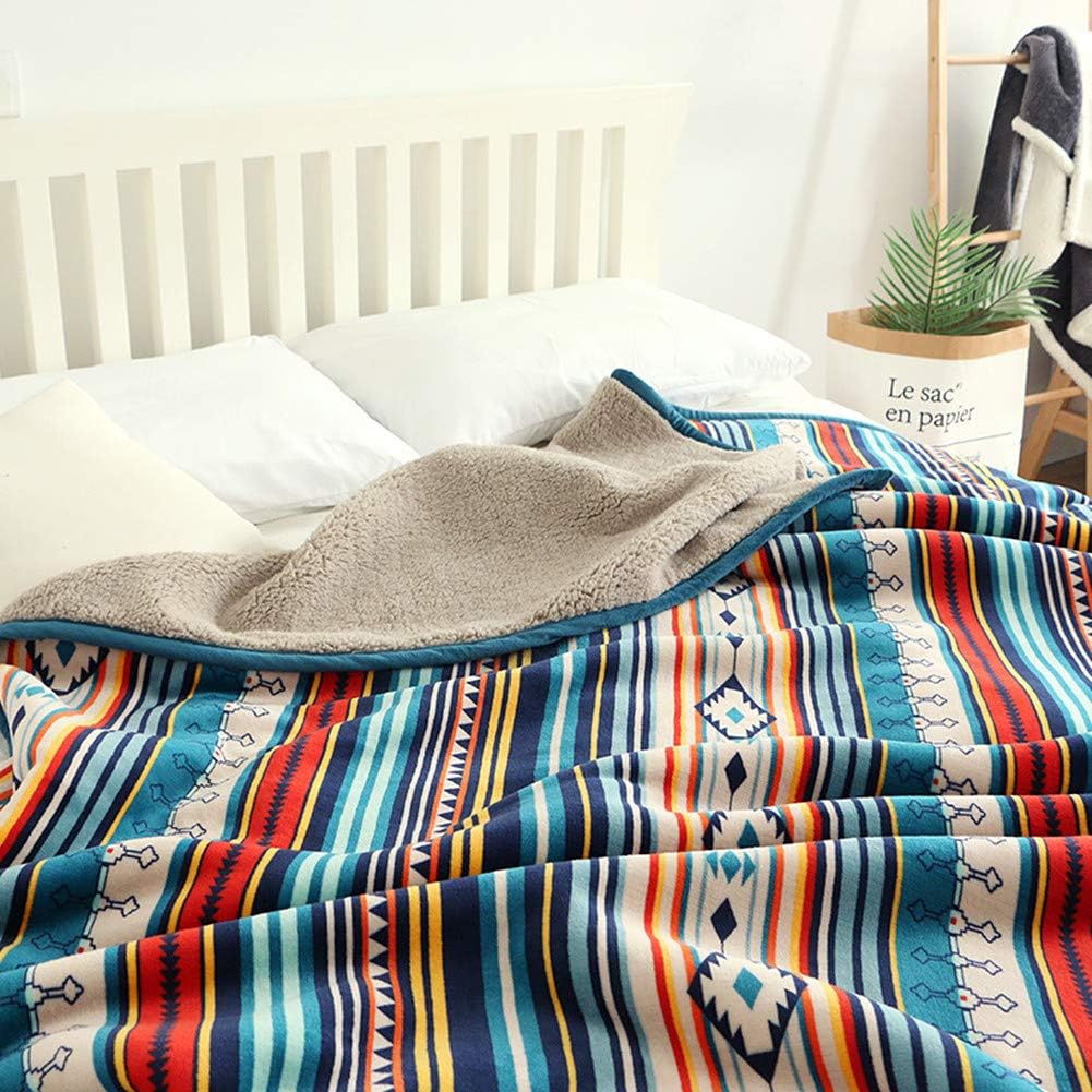 Ukeler Flannel Sherpa Throw 60'' x 80''- Bohemian Soft Plush Flannel Blanket Throws for Bed/Couch/Sofa/Office/Camping : Home & Kitchen