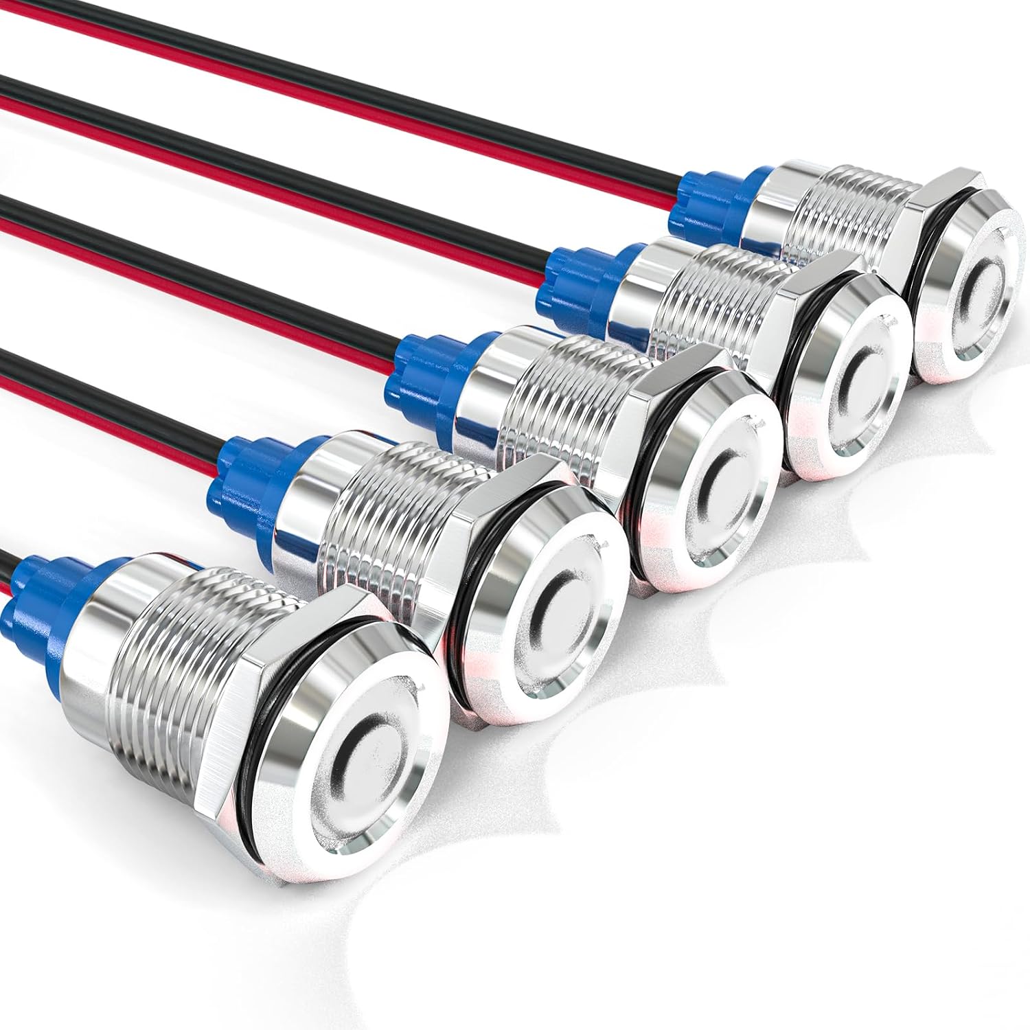 GASHER 5 PCS Energy Saving Indicator Light, LED Light 12V/24V/110V 20mA Panel Mount Light, Mounting Hole Size 12mm(1/2 inch) Red LED (12V)