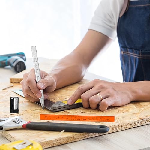 Miniatura 6 de 152 lápices de carpintero para construcción lápices octogonales de carpintería rojos y negros duros con regla impresa sacapuntas para carpintería y