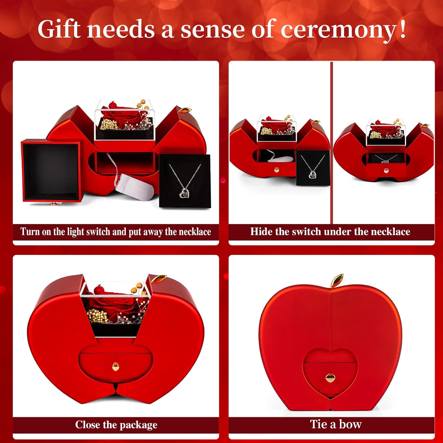 Gifts for Mom from Daughter and Son, Unique Mother Birthday Gift Idea, Preserved Pink Real Roses with I Love You in 100 Languages Mom Necklace, Cool Present to Mother Mama-Pink - Image 6