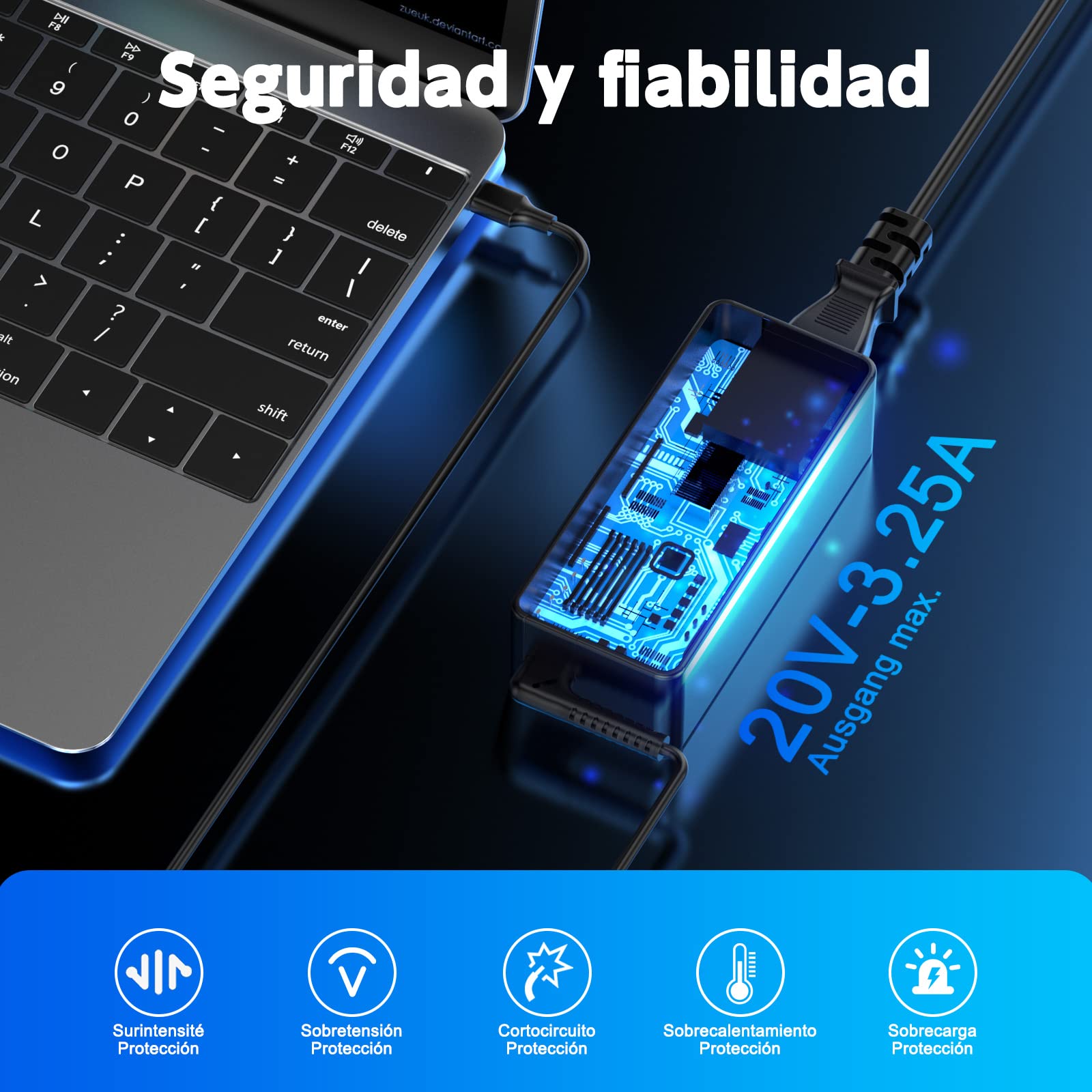 Cargador Portátil USB C 65W Compatible con Lenovo ThinkPad Yoga Series | ThinkPad X1 T480 T480s T580 T580s T490s E14 E15 E580 300e 100e C340 Yoga 730 910 C720 C730 C910 C940 13ikb C740 X1