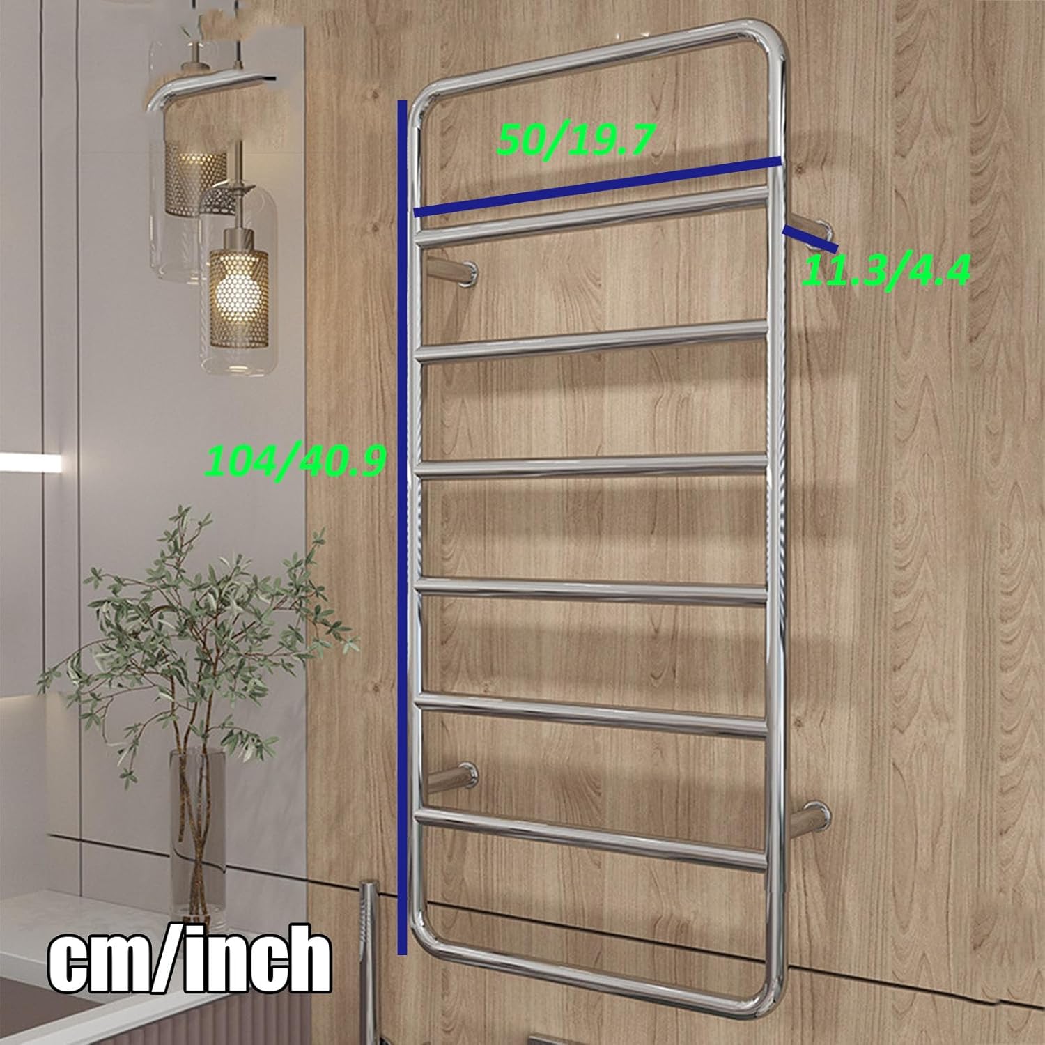 Towel Warmers for Bathroom Stainless Steel,Wall Mounted Heated Towel Rack Radiator Bathroom Accessories,Electric Towel Racks with Thermostatic,A:Silver,Plug in Left