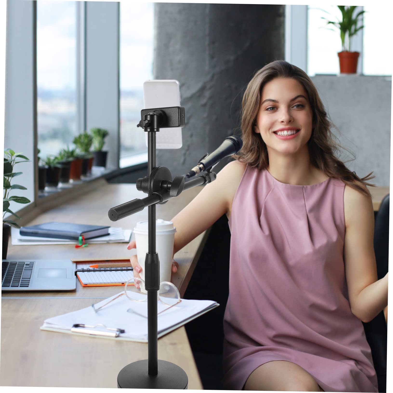 VICASKY Supporto da Tavolo per Telefono e Microfono Asta Regolabile, Staffa in Metallo Clip per Microfono, per Streaming e Registrazioni