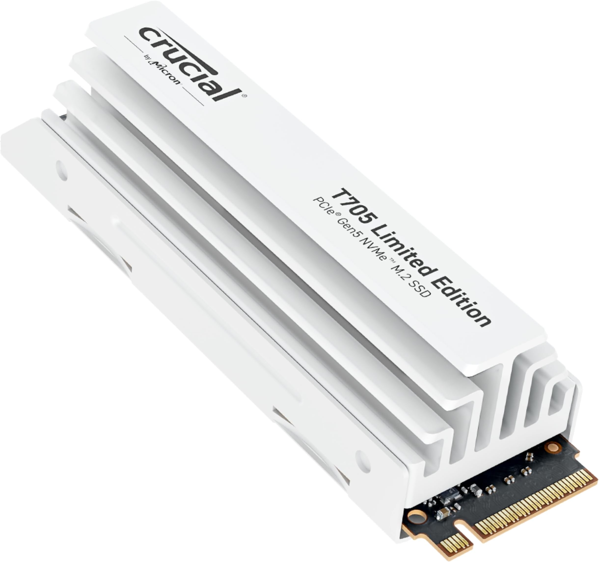 Crucial T705 2TB SSD PCIe Gen5 NVMe M.2 Limited Edition Internal Gaming SSD with Premium White Heatsink, Up to 14,500MB/s, PCIe 4.0 Backwards Compatible, Solid State Drive - CT2000T705SSD5A