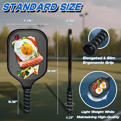 Miniatura 5 de Juego de 2 palas de pickleball aprobadas por USAPA, palas de pickleball de fibra de vidrio, raquetas ligeras de pickleball, paquete de 2, núcleo de