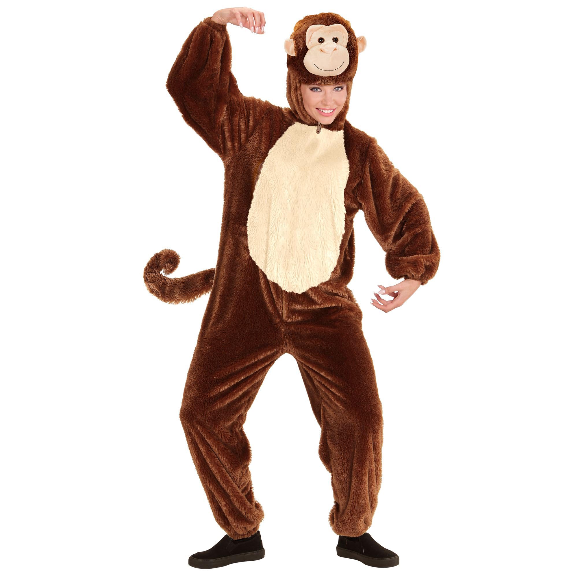 W WIDMANN MILANO Party Fashion - costume scimmia, tuta in peluche, costume da animale, scimpanzé, costumi in maschera