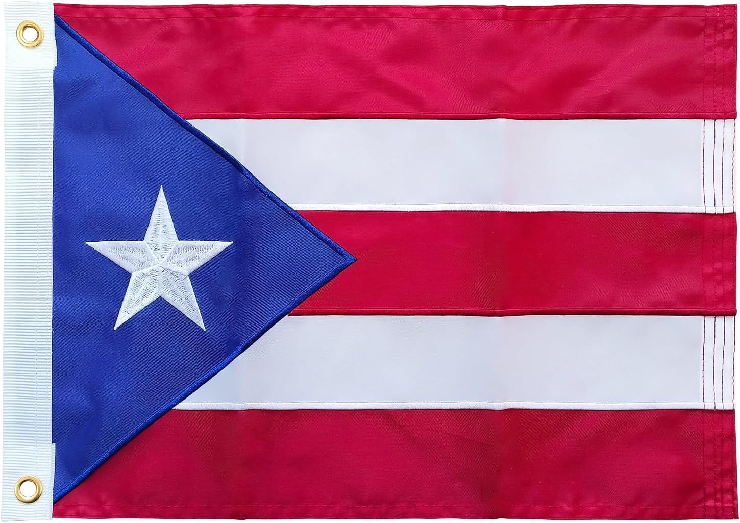 ROTERDON Puerto Rico 12x18 Inch, Embroidered Puerto Rican Boat Flag for Outdoor, with Brass Grommets