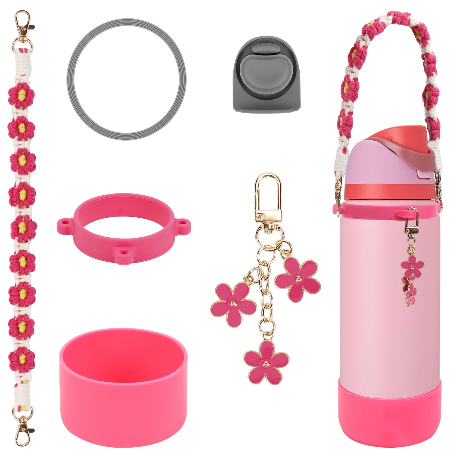 Comprehensive Compatible Owala Accessories Set: Silicone Boot for 24oz & 32oz Bottles, Water Bottle Handle Strap, Bottle Seal Ring, Replacement