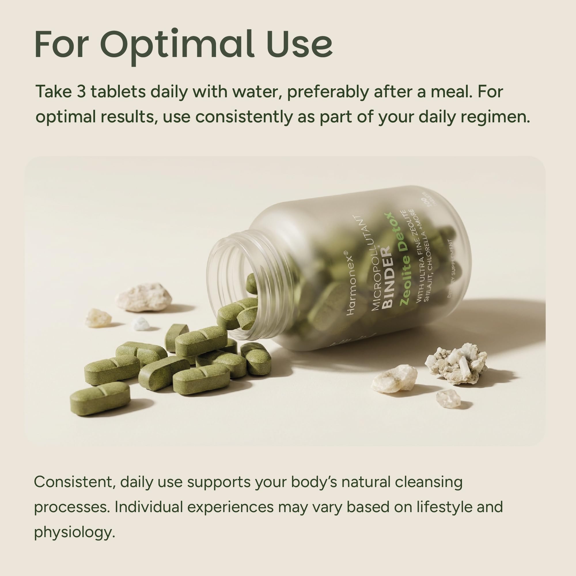 Harmonex Zeolite Heavy Metal Detox | Zeolite Binder with Chlorella, Shilajit & Milk Thistle | Gut & Liver Support, Micronized for Absorption, 2500mg, 100 Vegan Tablets — Amazon image 9
