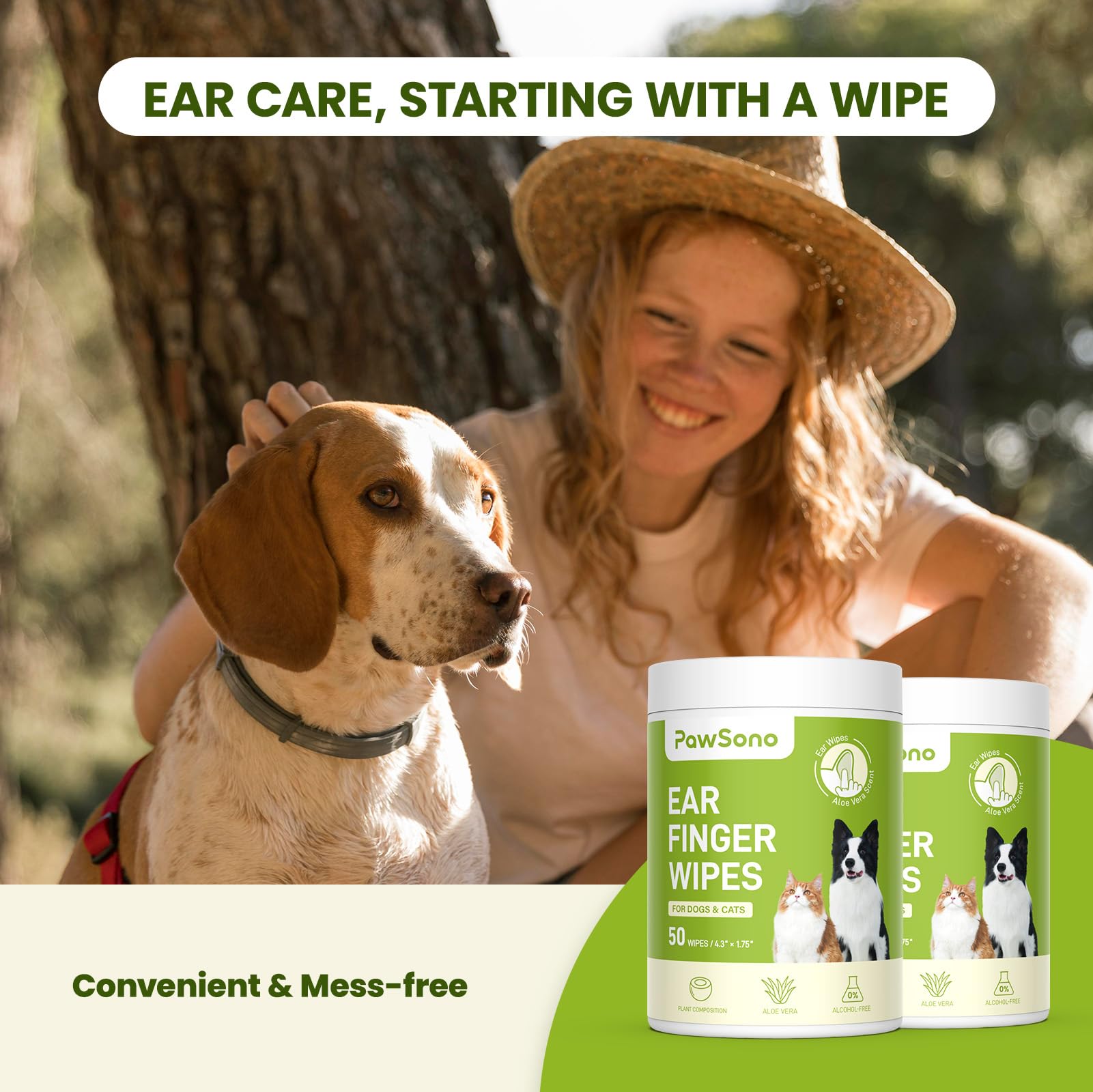 Ear Finger Wipes for Dogs & Cats, Thicker Dog Ear Cleaner Wipes, Natural Relief Cat Ear Cleaner Dog, Pet Health Supplies for Dog Kitten Small Animal, Aloe Scent Deodorizing - 100 Count - image 6