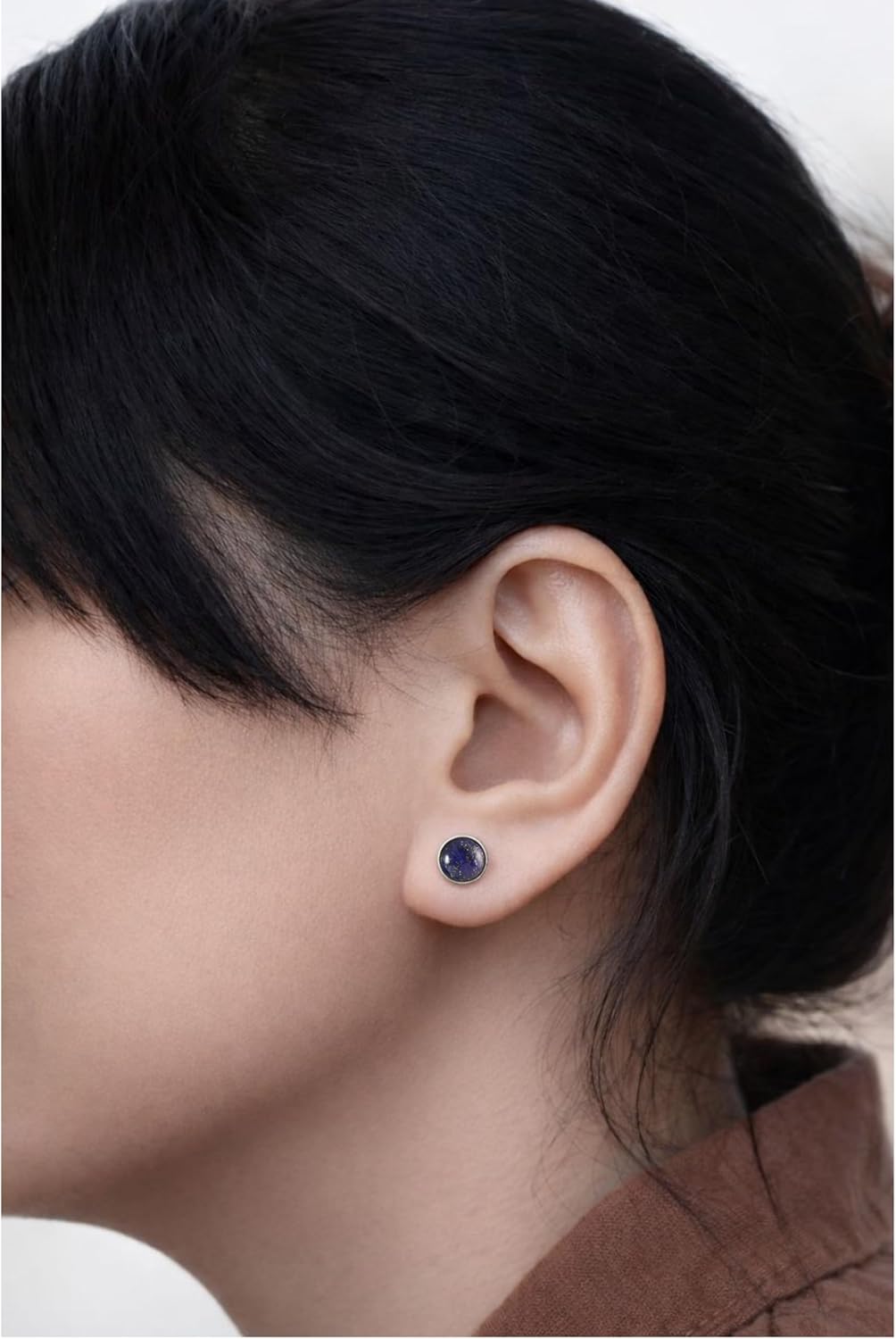 Sterling Silver 925 Round Gemstone Handmade Stud Earrings for Women & Men - Image 2