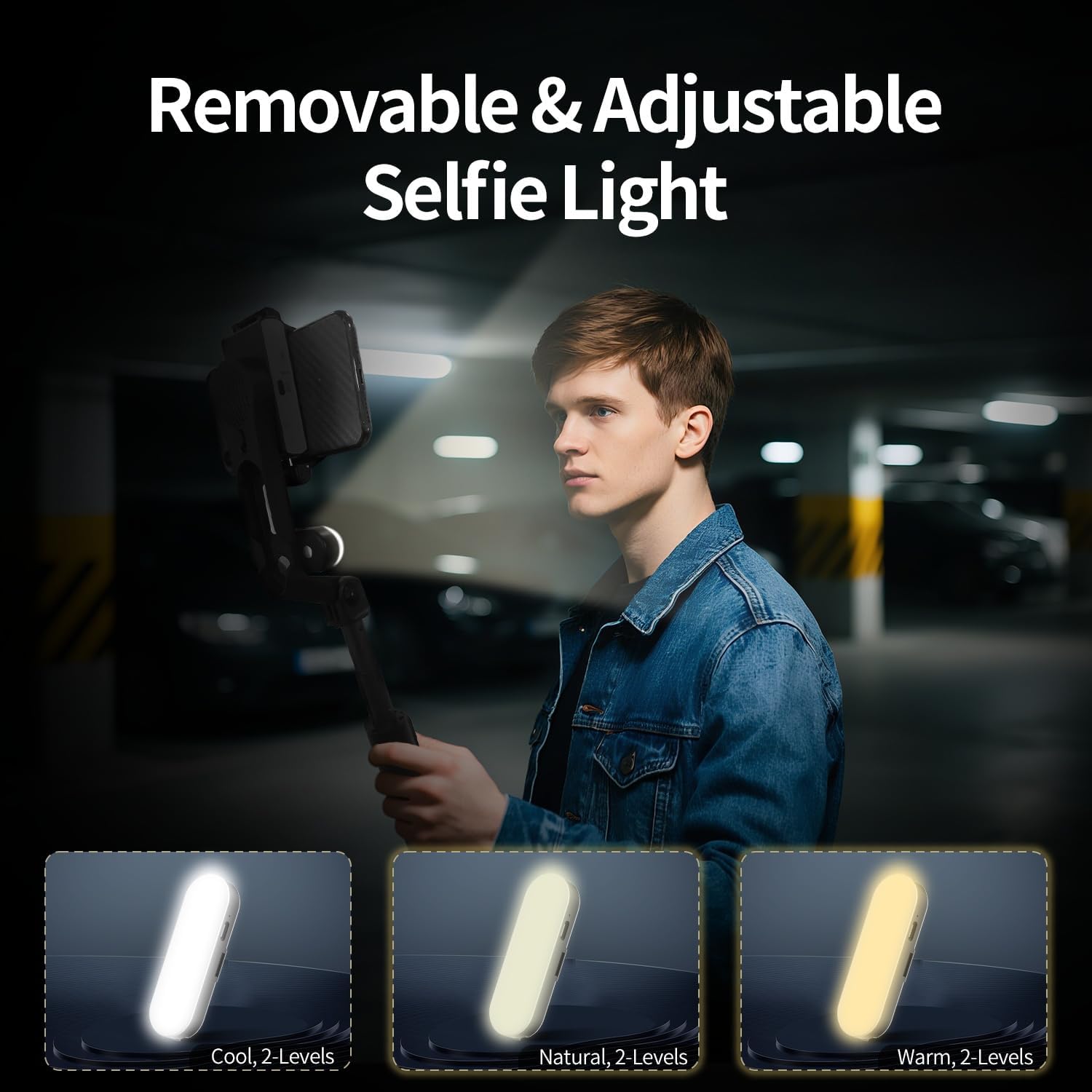 TOALLIN Selfie Stick with Light for Smartphone, Gimbal Stabilizer with Remote, Retractable and Foldable Phone Tripod for iPhone & Android, Video Recording, Streaming, Vlogging
