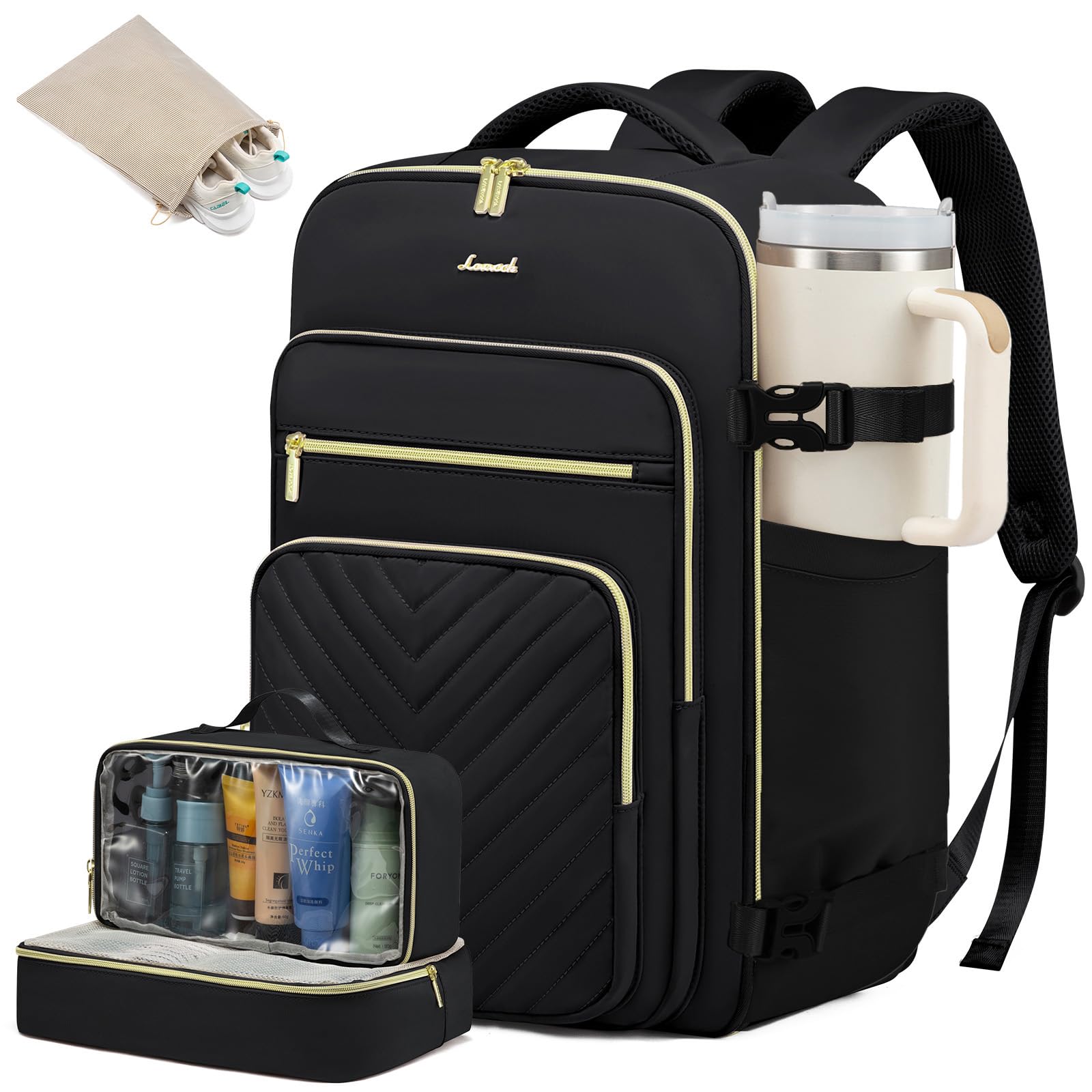 LOVEVOOK Large Travel Backpack for Women, Carry On Bag Flight Approved, 40L TSA Personal Item Travel Bag with 3 Packing Cubes, Waterproof 17 Inch Laptop Hiking Casual Bag Backpack