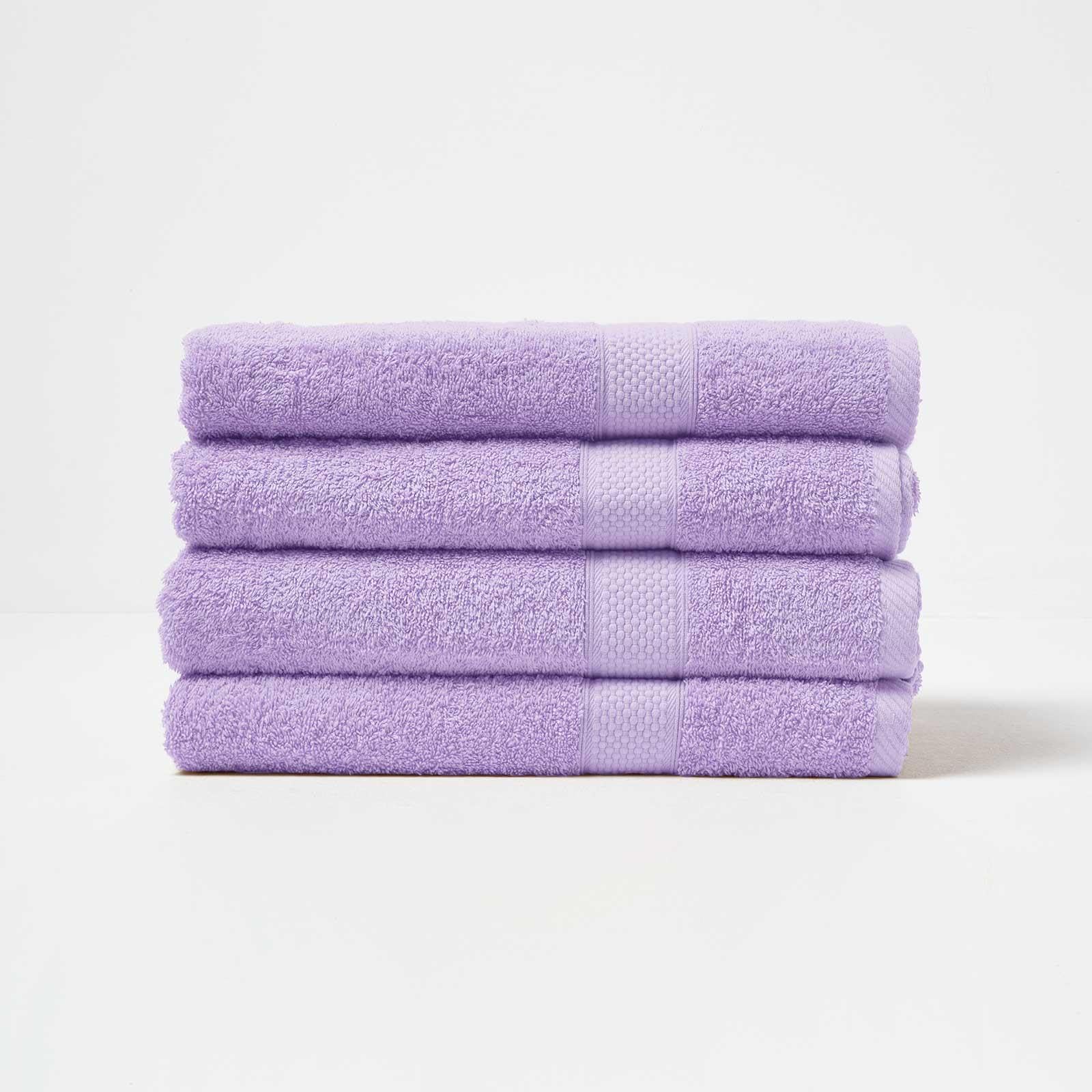 Homescapes Lilac Turkish Cotton Set Of 4 Bath Towels Super Soft Thick & Absorbent 500 Gsm Towel Heavy Weight For Everyday Luxury