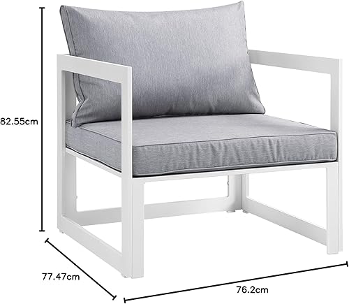 Vista 21 de Modway Fortuna otomana de aluminio para patio al aire libre, color blanco y gris