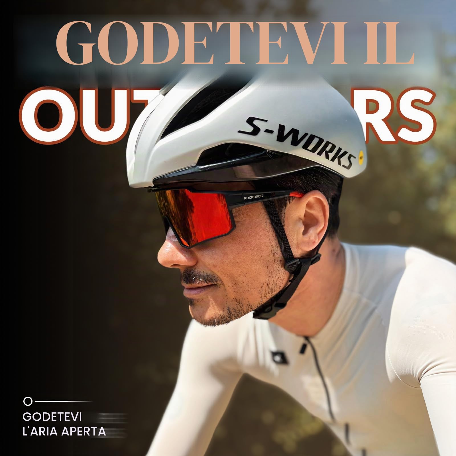 ROCKBROS Occhiali da Ciclismo per Uomo Donna, Occhiali Bici MTB, Occhiali da Sole Polarizzati per Attività Sportivo Guida Pesca Golf Baseball Corsa Sci, Anti-UV400, Montatura TR90, Ultraleggero