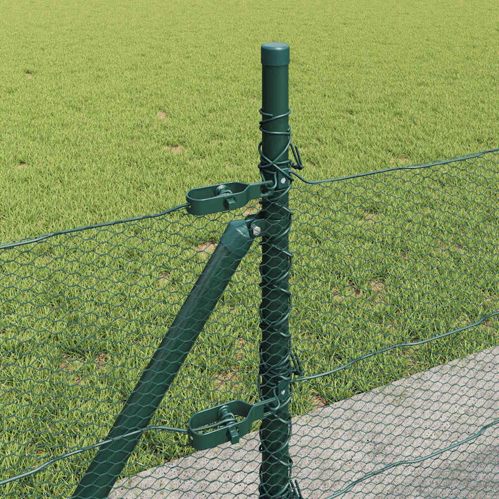 Valla de jardín verde 50 m x 0,5 m de acero recubierto de PVC, incluye 11 postes, diseño moderno, resistente a la intemperie, para jardín, balcón, recinto para perros