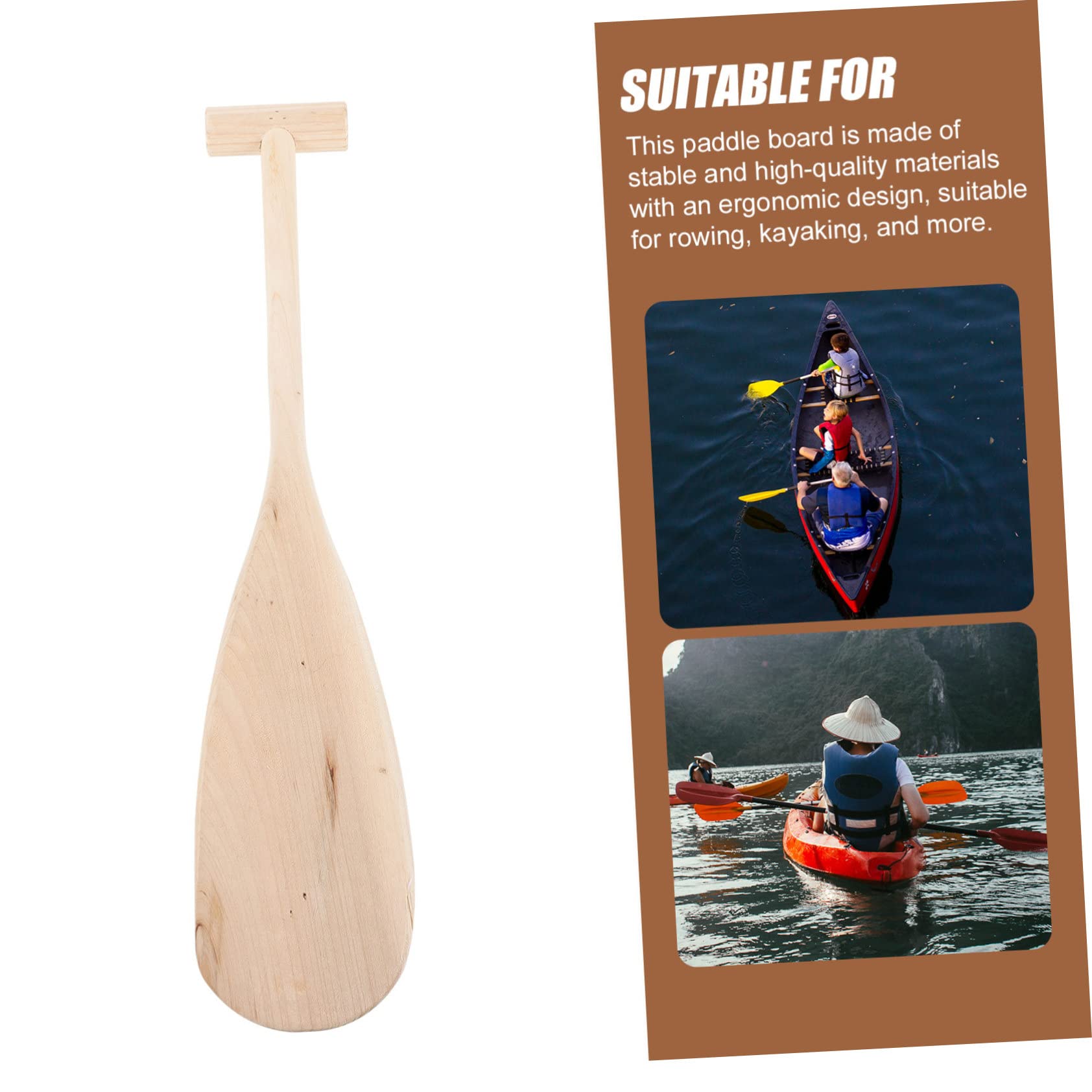 VANZACK Wooden Kids Boat Paddle Lightweight Canoes Paddle Vintage Style Comfortable Stage Decor Unisex