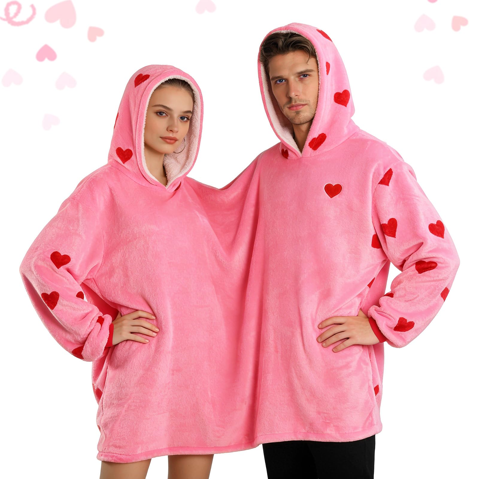 Pärchen-Hoodies, passender Schlafanzug für Paare, übergroßer Pyjama, passende Einteiler, Sweatshirts, lustiger 2-Personen-Hoodie, passendes Geschenk für Sie und Ihn (UK, Alpha, Einheitsgröße, regulär