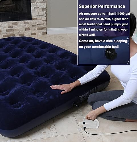 Miniatura 4 de Bomba de aire eléctrica para juguetes inflables de piscina  Bomba de inflador de colchón de aire de llenado rápido de alta potencia para piscina