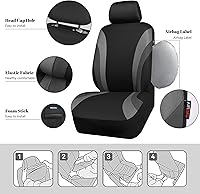 Vista 3 de Car Pass - Fundas de asiento delanteros deportivas Line Rider, fundas para asientos de auto grises solo para dos asientos delanteros, compatibles