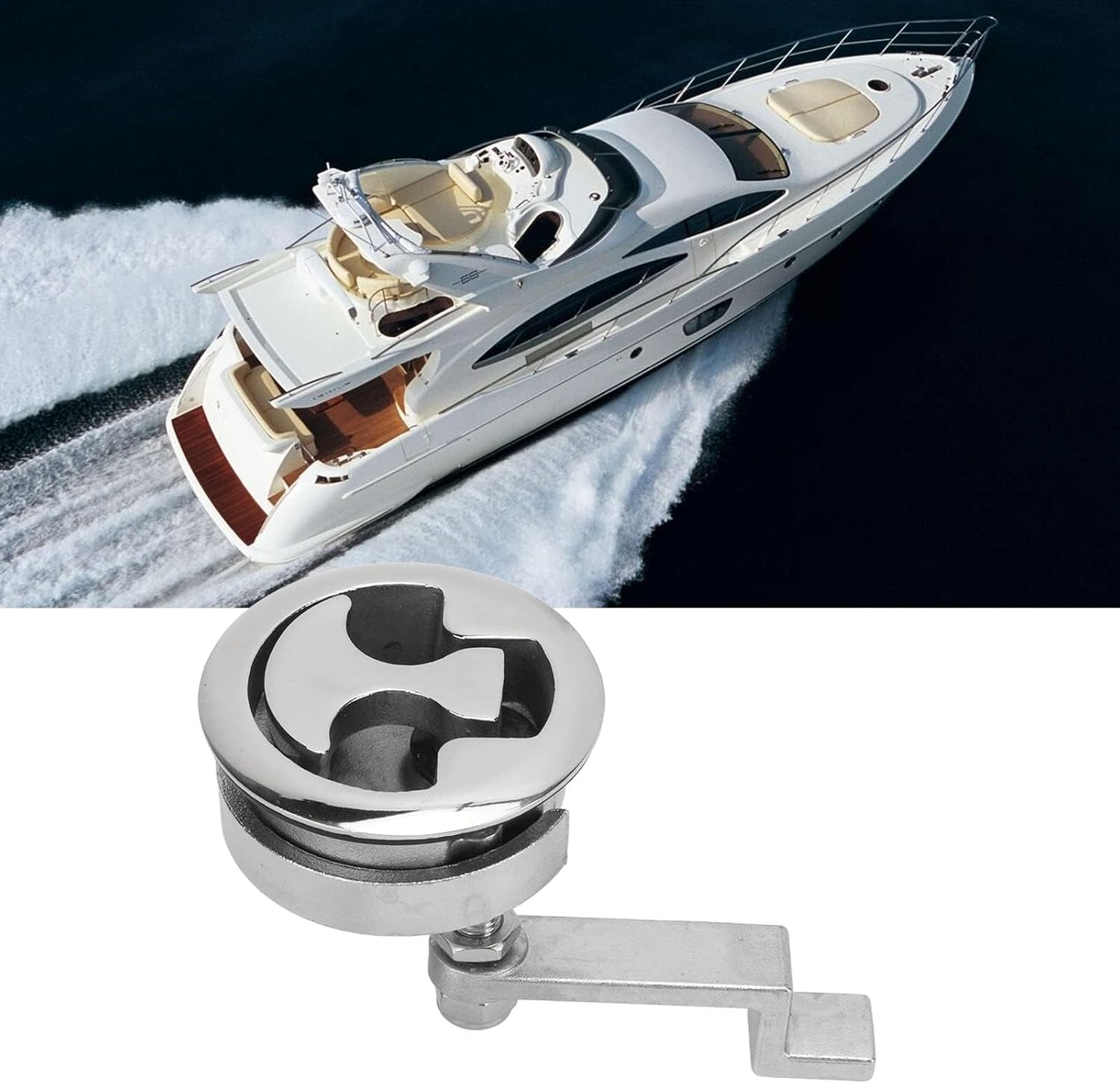 Marine Flush Slam Latch – Mirror-Polished 316 Stainless Steel Boat Hatch Lock for Deck Hatches, Cabinet Drawers & Livewells