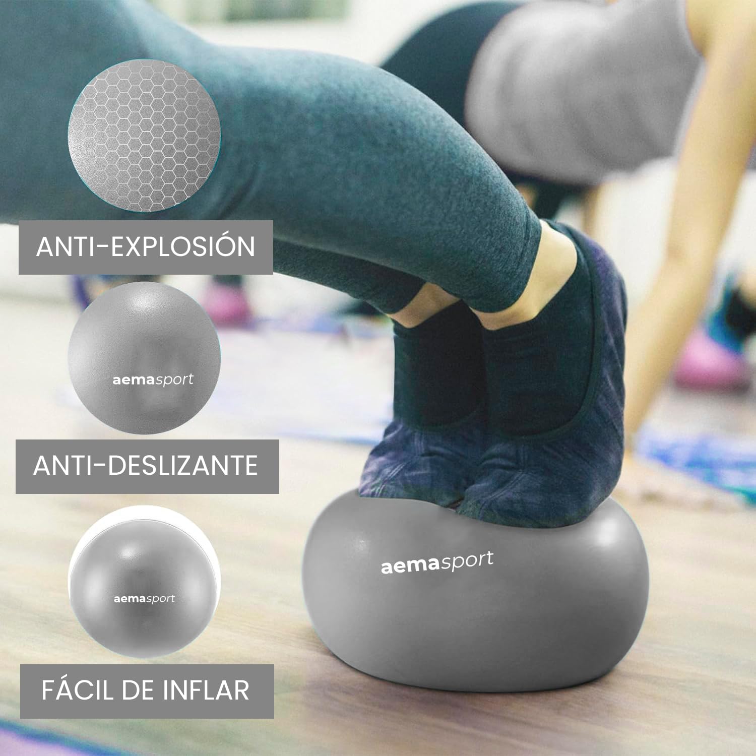 Pelota de Pilates Pequeña. Softball 20cm y 26cm Diámetro. Antideslizante, Anti Reventones, PVC Seguro. para Yoga, Rehabilitación y Entrenamiento. Fácil de Inflar, Máx. 200kg.