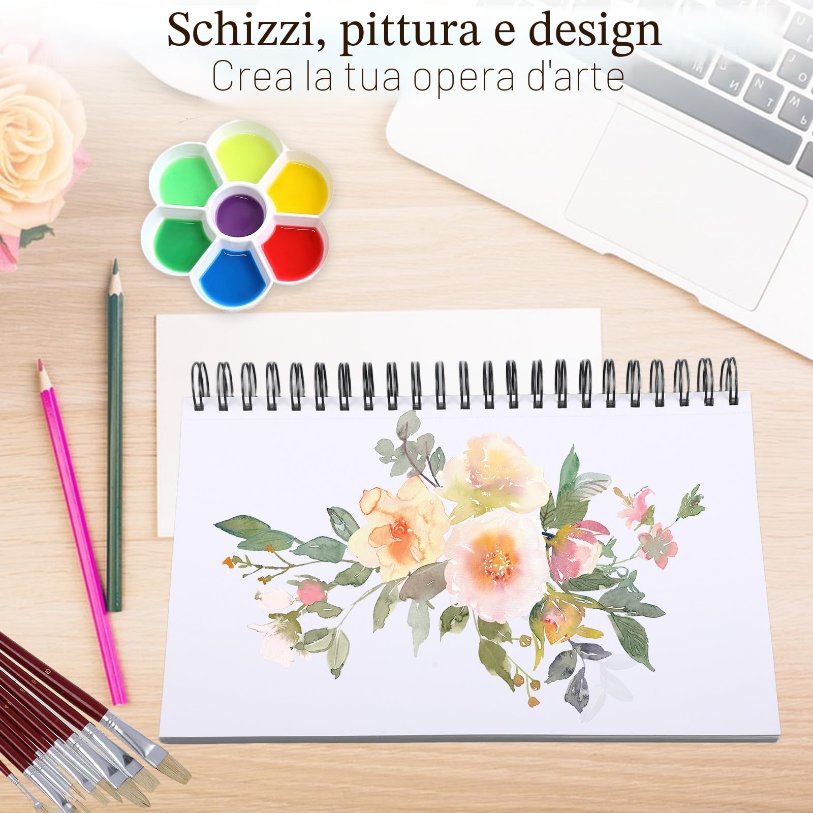 Sketchbook A4 – Album da Disegno Premium, 50 Fogli/100 Pagine, 200 g/m², Blocco da Disegno A4 a Spirale, Album Disegno e Quaderno da Disegno per Artisti e Designer, Ideale per Schizzi e Note.