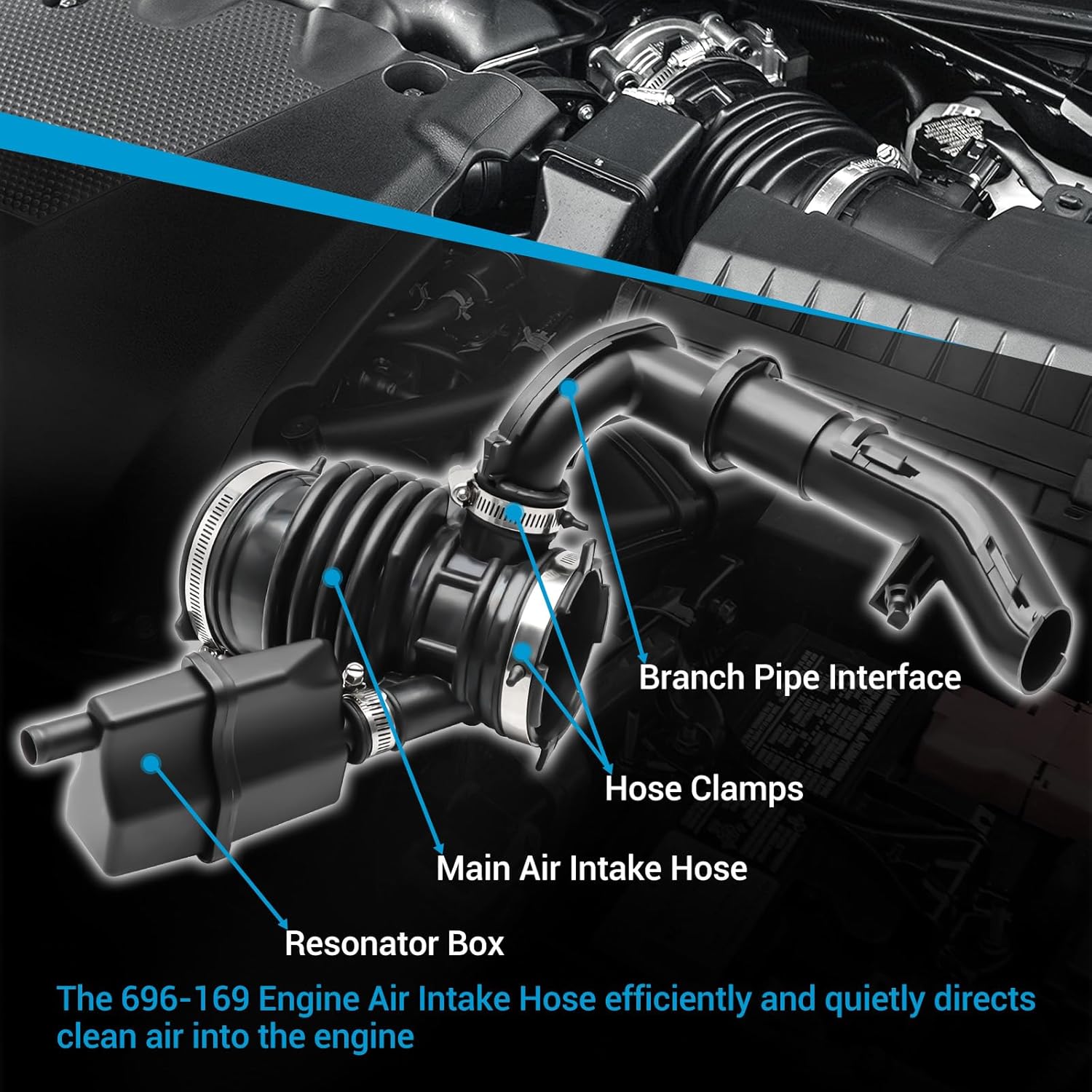 Engine Air Intake Hose Compatible with 2009-2015 Nissan Maxima 3.5L V6 Replaces 16576-9N00C, 16576-9N00D, 16576-9N00E 696-169