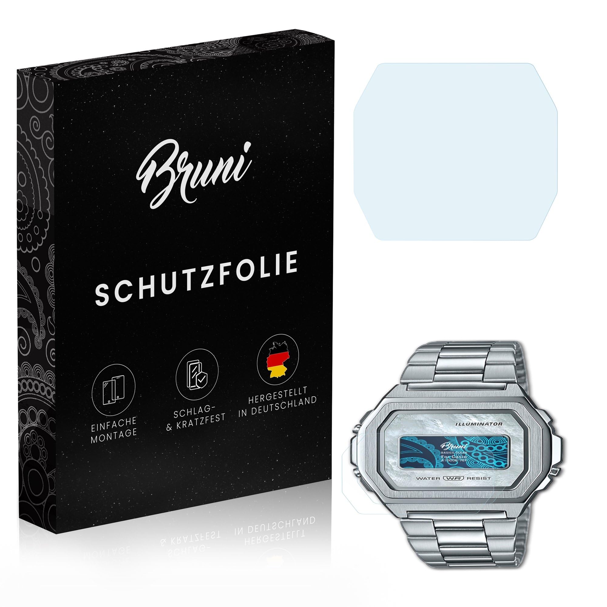 Bruni Screen Protector compatible with Casio A1000D-7EF Protector Film, crystal clear Protective Film (2X)