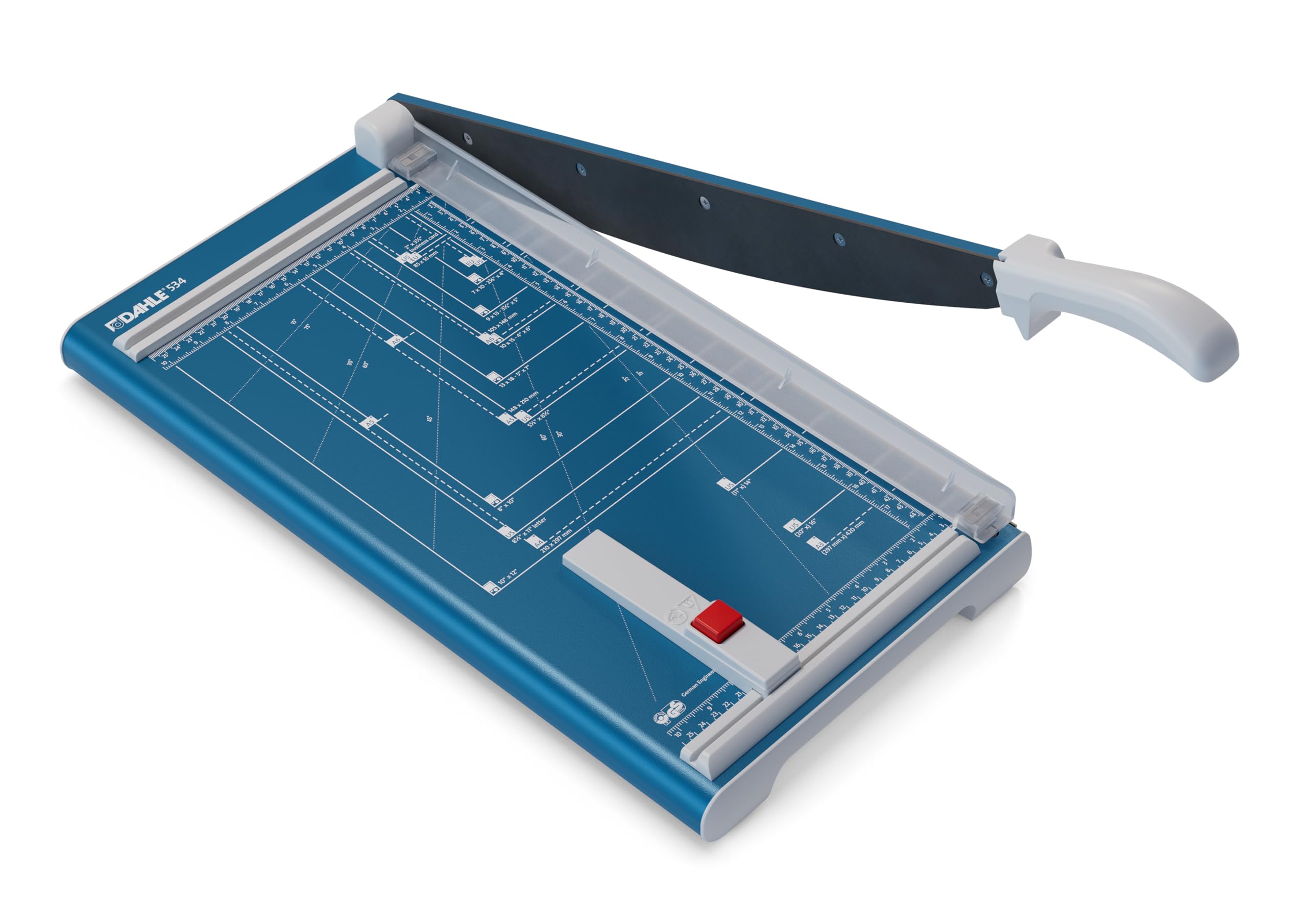Dahle 534 Hebel-Schneidemaschine (bis DIN A3, Schnittlänge 460 mm, 15 Blatt Schneidleistung) Blau & tesafilm transparent - Transparentes Klebeband mit starker Haftung
