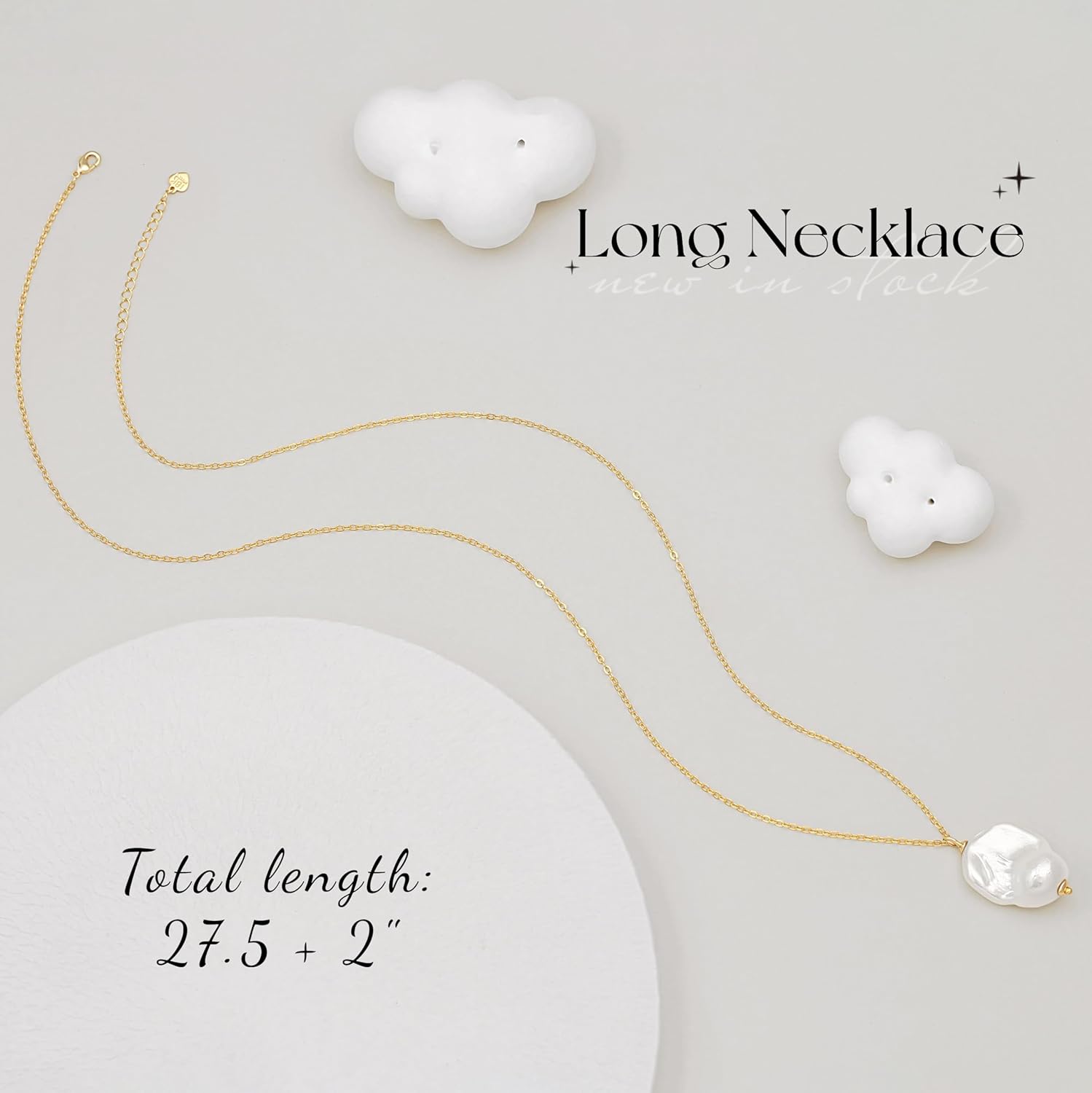 PEARLADA 18k Gold Plated Chain Long Necklace, Boho Sweater Necklace for Women, Geometric Pendant Y Necklace - Image 7