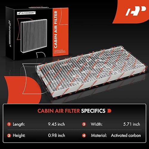 Miniatura 2 de A-Premium Filtro de aire de cabina de 2 piezas con carbón activado compatible con Nissan Quest 2004 2005 2006 2007 2008 2009, 3.5L, repuesto #