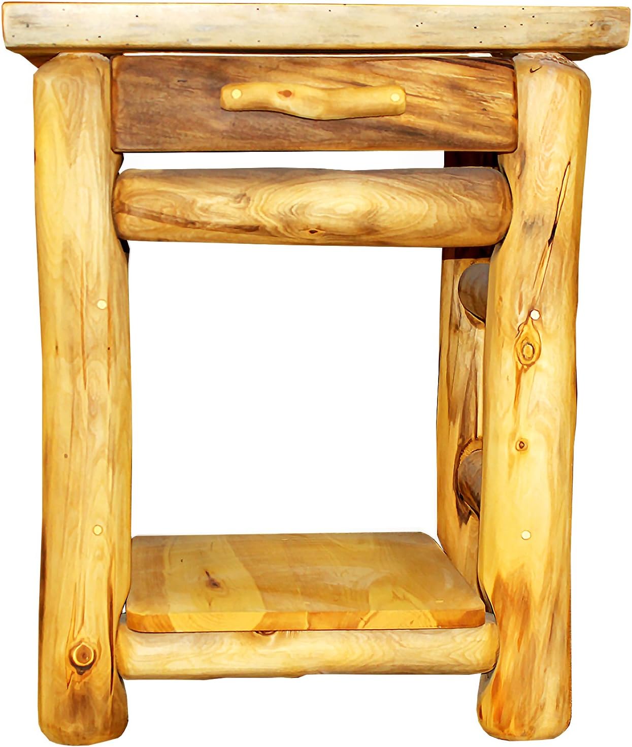 Mountain Woods Furniture Aspen Heirloom Collection 1 Drawer Nightstand, Wood Pull, Bronze Aspen Finish