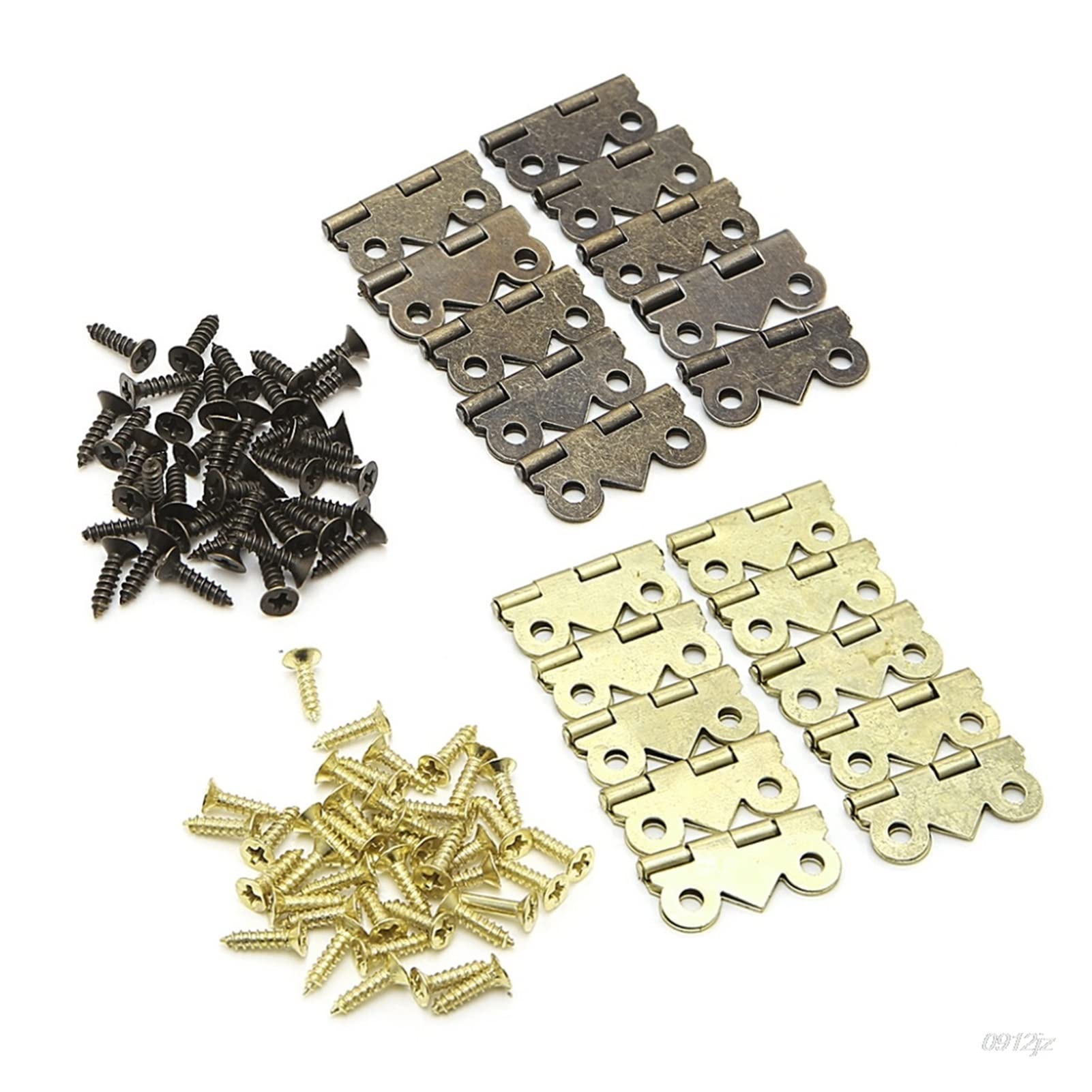 Nvsfzgiyg Bronze Pivot Hinge Mini Door Cabinet Drawer Jewellery Box Furniture 20Mm X17mm Hardware Hinges 10X Set