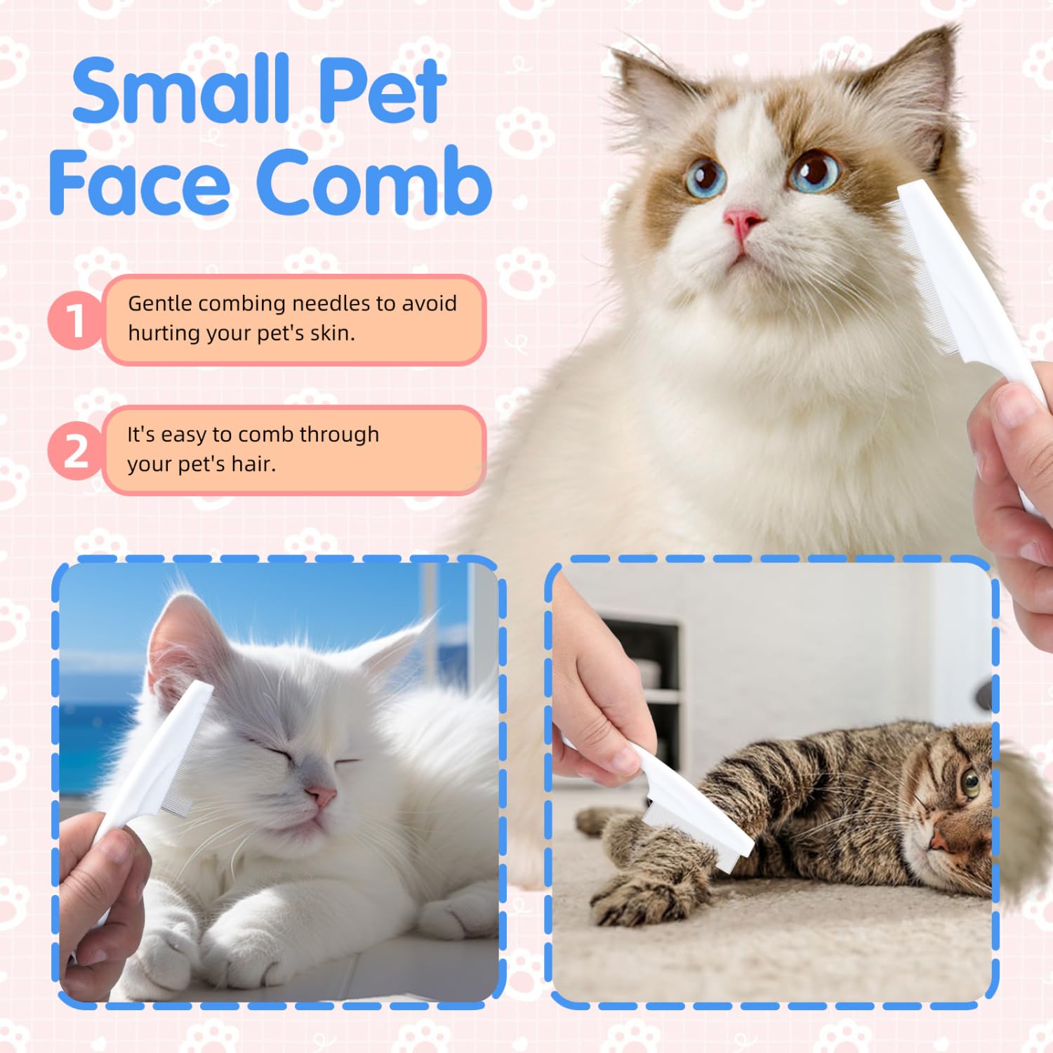 Nobleza - 6 Pièces Kit de Toilettage pour Petits Animaux, Kit de Toilettage pour Lapin avec Brosse à Raclette, Gant de Bain et de Massage, Peigne pour Hamster (Bleu)